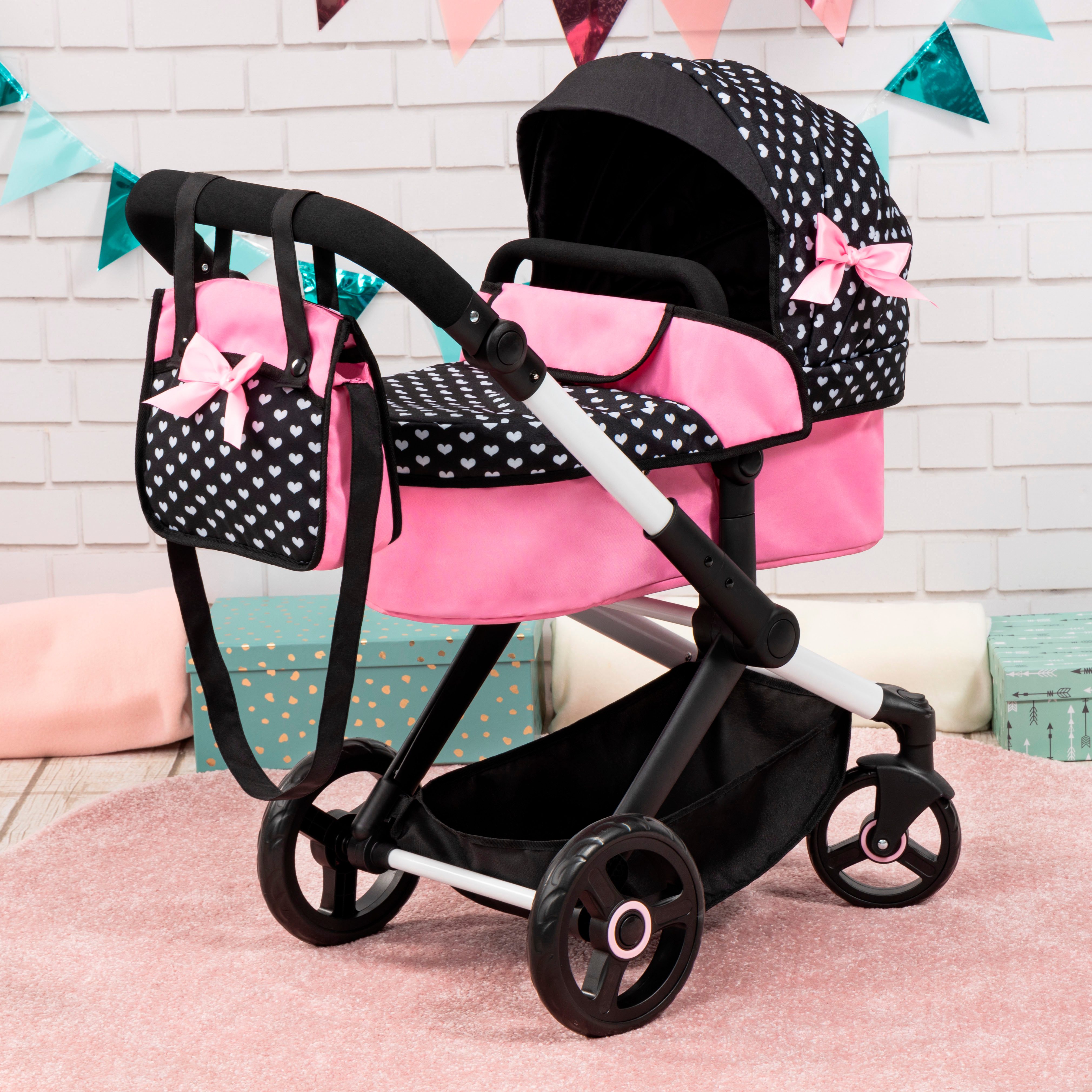 Bayer Kombi-Puppenwagen Xeo, schwarz Herzchen günstig online kaufen