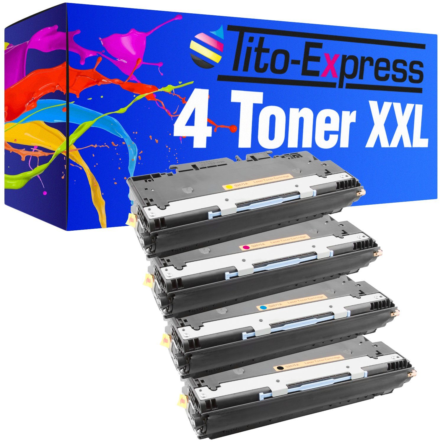 Tito-Express Tonerpatrone 4er Set ersetzt HP Q2670A HP Q2671A HP Q2672A HP Q2673A, für Color LaserJet 3500 3500N 3500 Series 3550 3550N 3700 3700DN