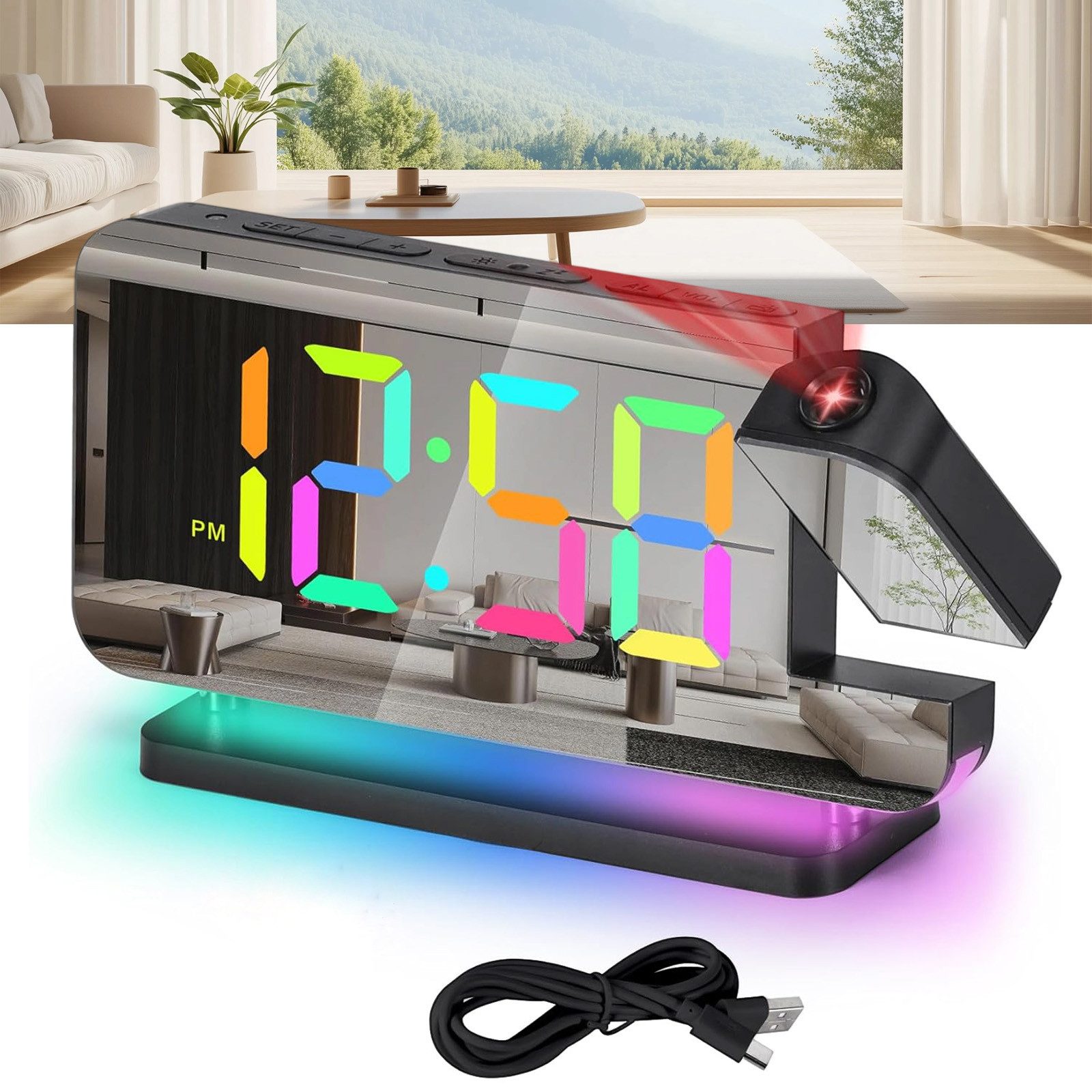 REDOM Projektionswecker LED-Digitaluhr Projektionsuhr mit Snooze-Funktion günstig online kaufen