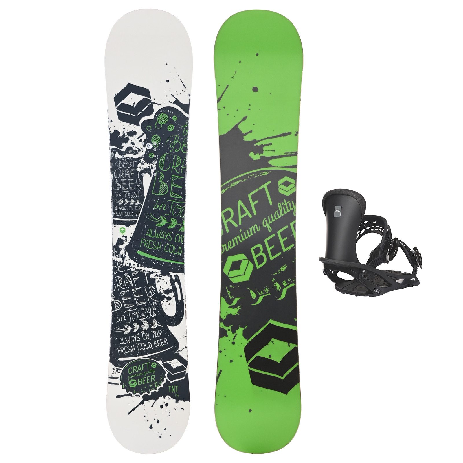 F2 Snowboard FTWO Set Snowboard TNT Grün 146cm mit Pipe Bindung M Sale