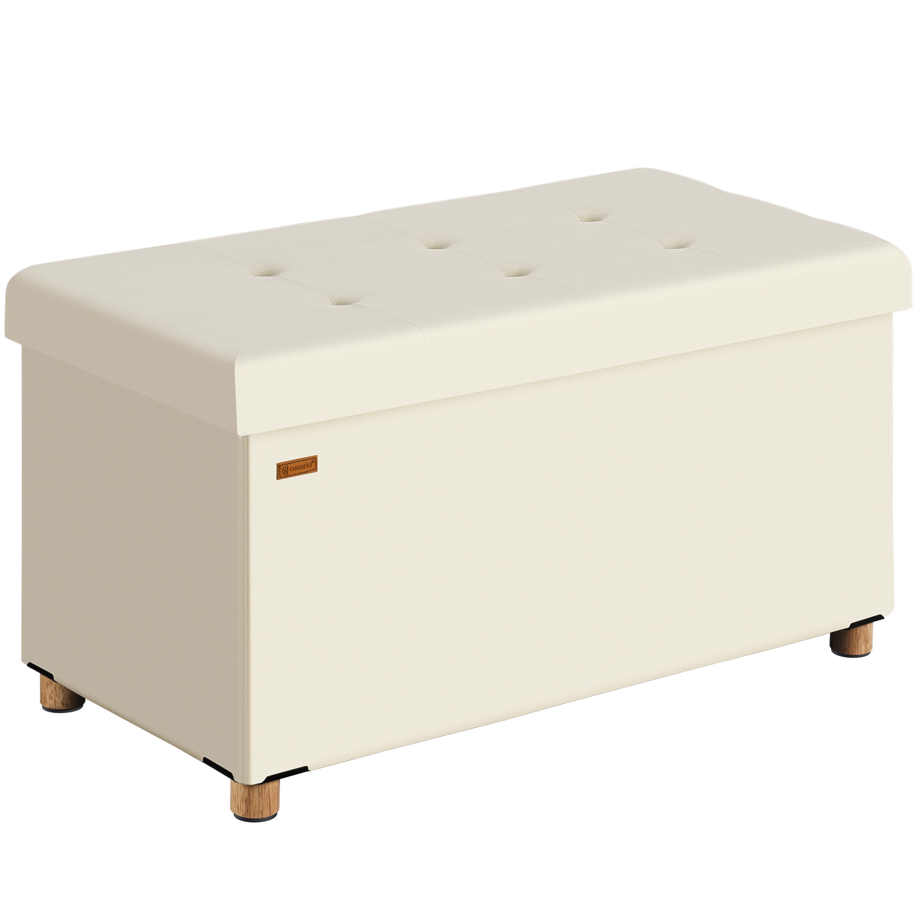 Casaria Sitzbank, Samt Beige Faltbar mit Holzfüßen 76x38cm 300kg Belastbarkeit Flur