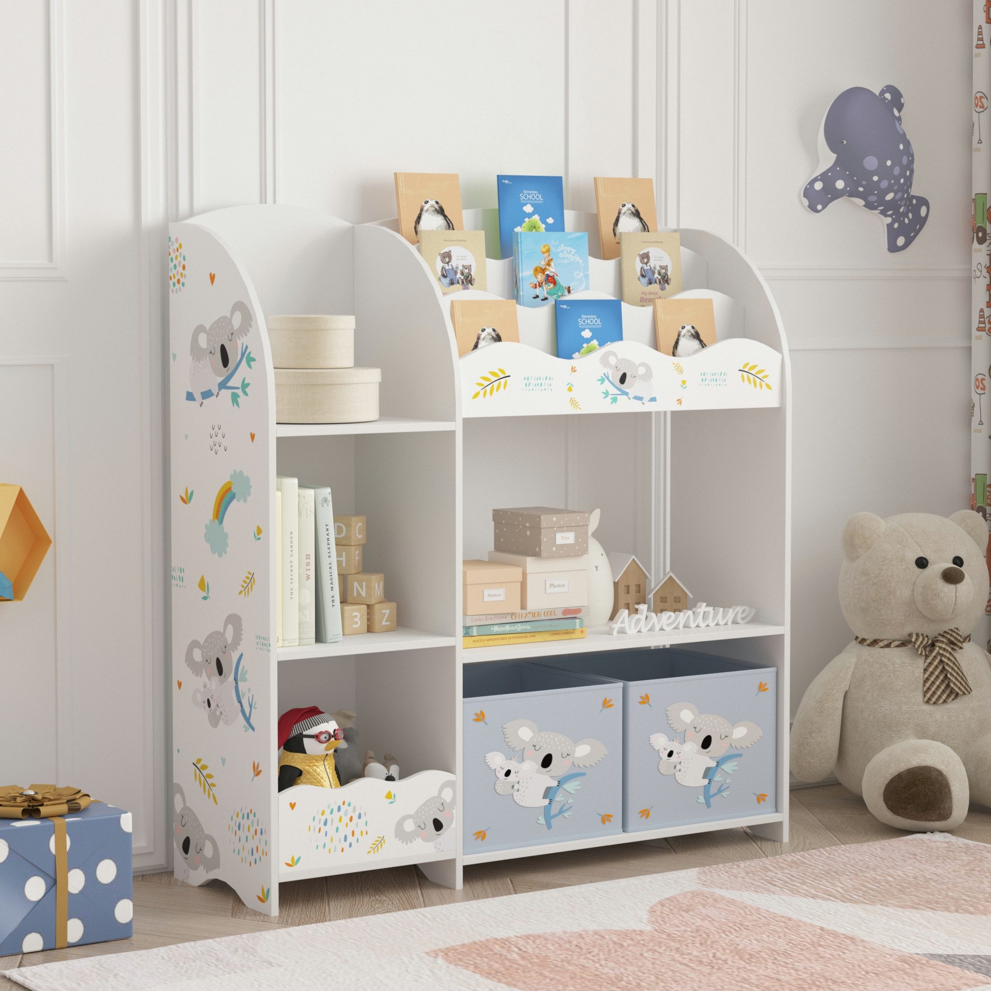 en.casa Kinderregal, »Lysekil« 100 x 93 x 30 cm mit Koala Motiv günstig online kaufen