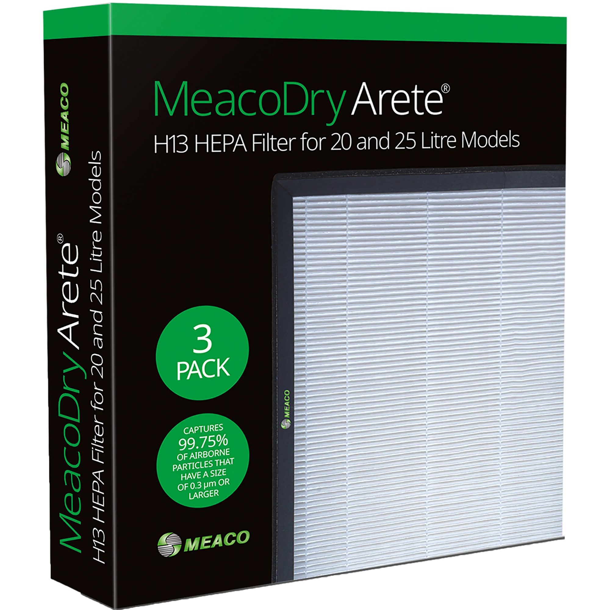 Meaco Luftbefeuchter Meaco Dry Arete One H13 HEPA-Filter 20L / 25L, 3 Stück, (für Meaco Dry