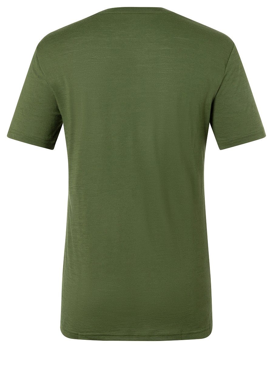 SUPER.NATURAL Print-Shirt Merino ROUTE Merino-Materialmix M funktioneller Green/Black Ink T-Shirt Rifle TEE HAUTE