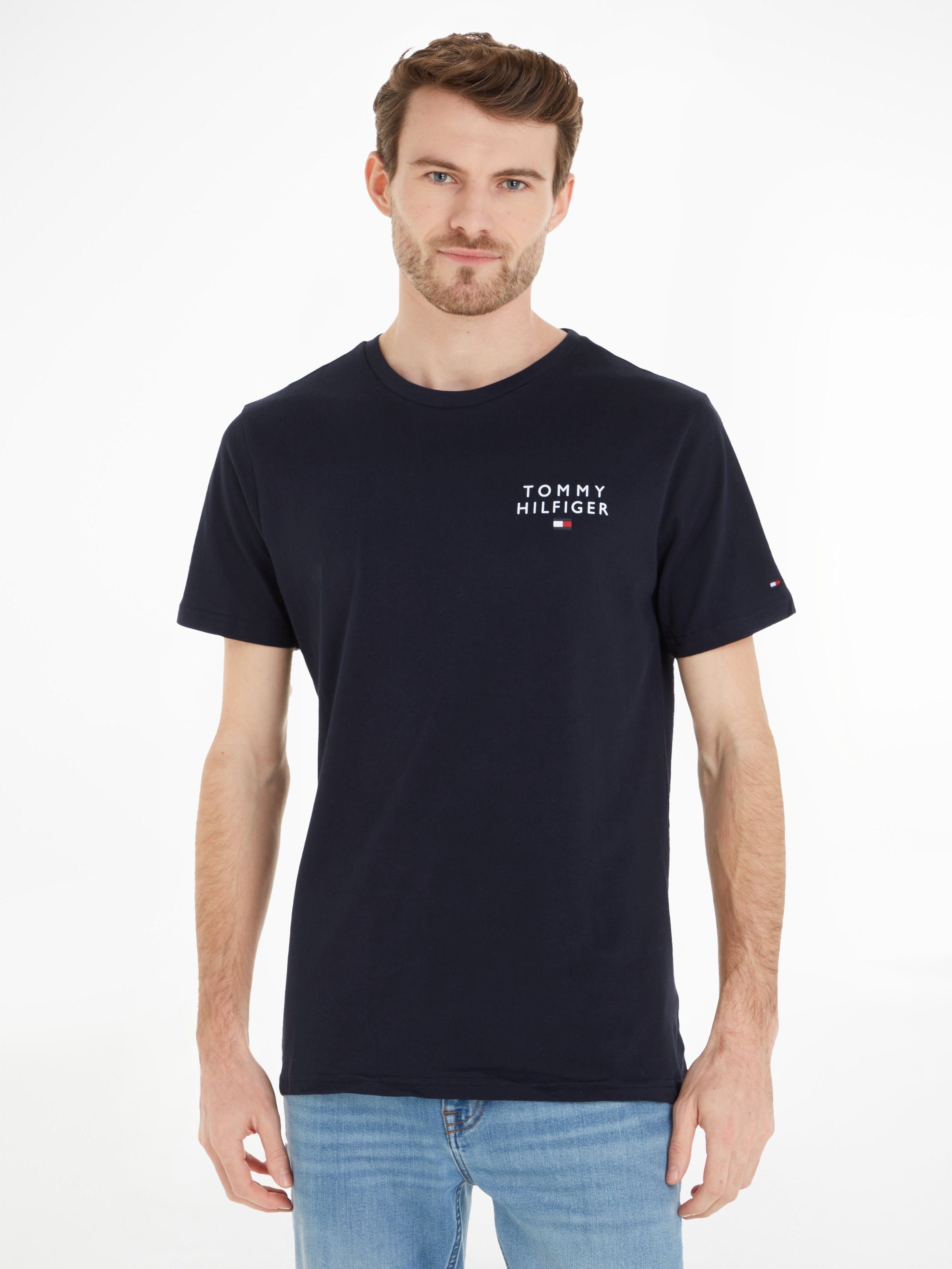 Tommy Hilfiger Underwear T-Shirt CN SS TEE LOGO mit Tommy Hilfiger Markenlogo-Druck Desert-Sky-(dunkelblau)