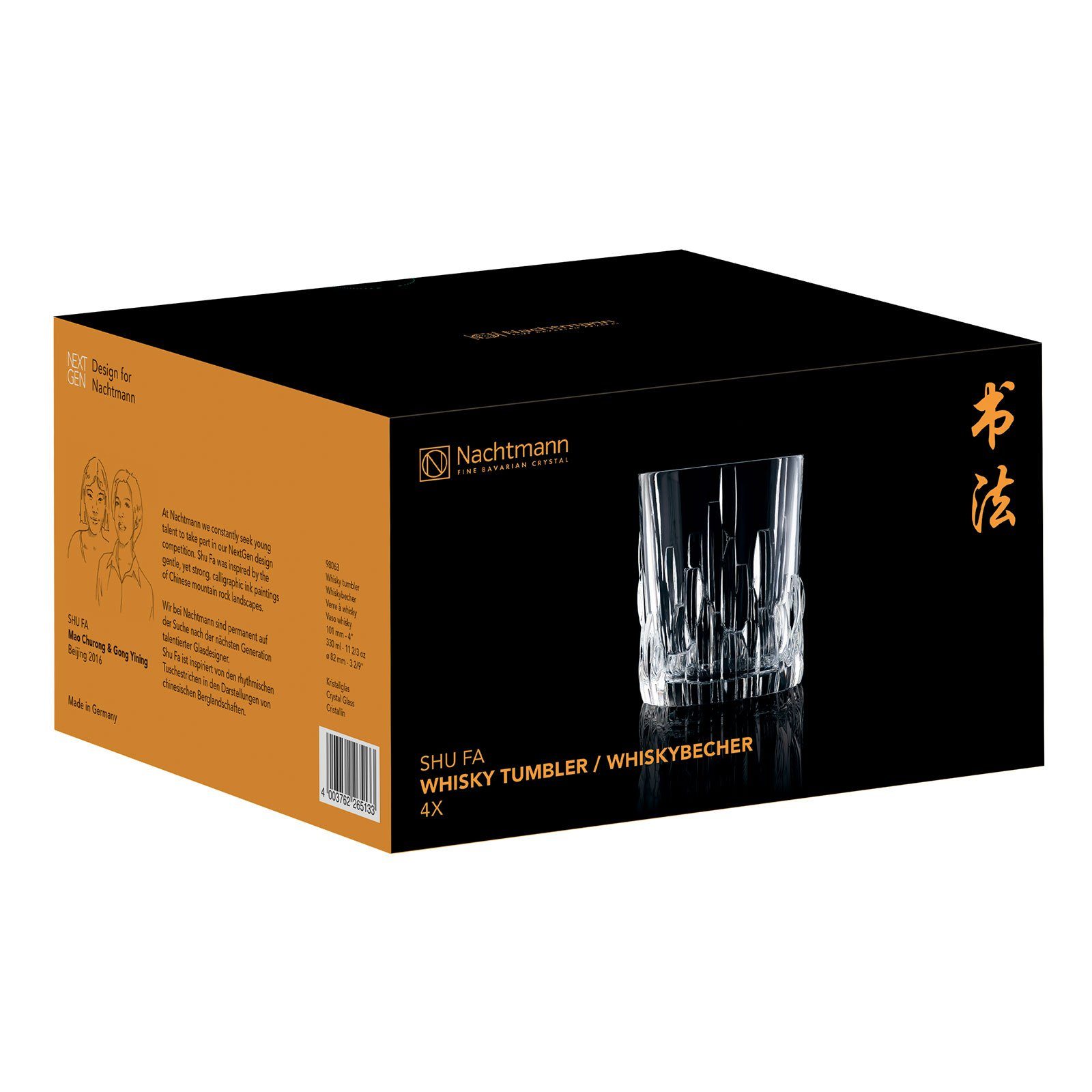 Nachtmann Glas Shu Fa Whiskybecher, 4-tlg., Kristallglas