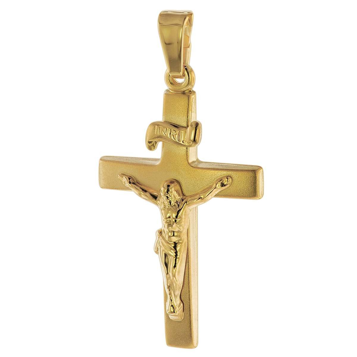trendor Kreuzanhänger 75551, Anhänger Kruzifix 24 mm Gold 750 / 18 Karat