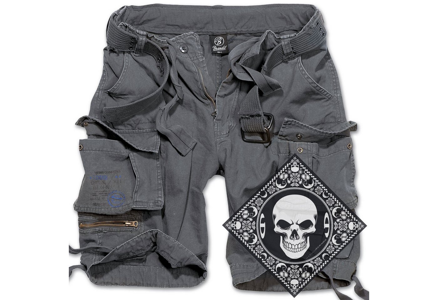 Brandit Cargoshorts Cargo Shorts kurze Hose robust schwere Qualität mit UD Bandana