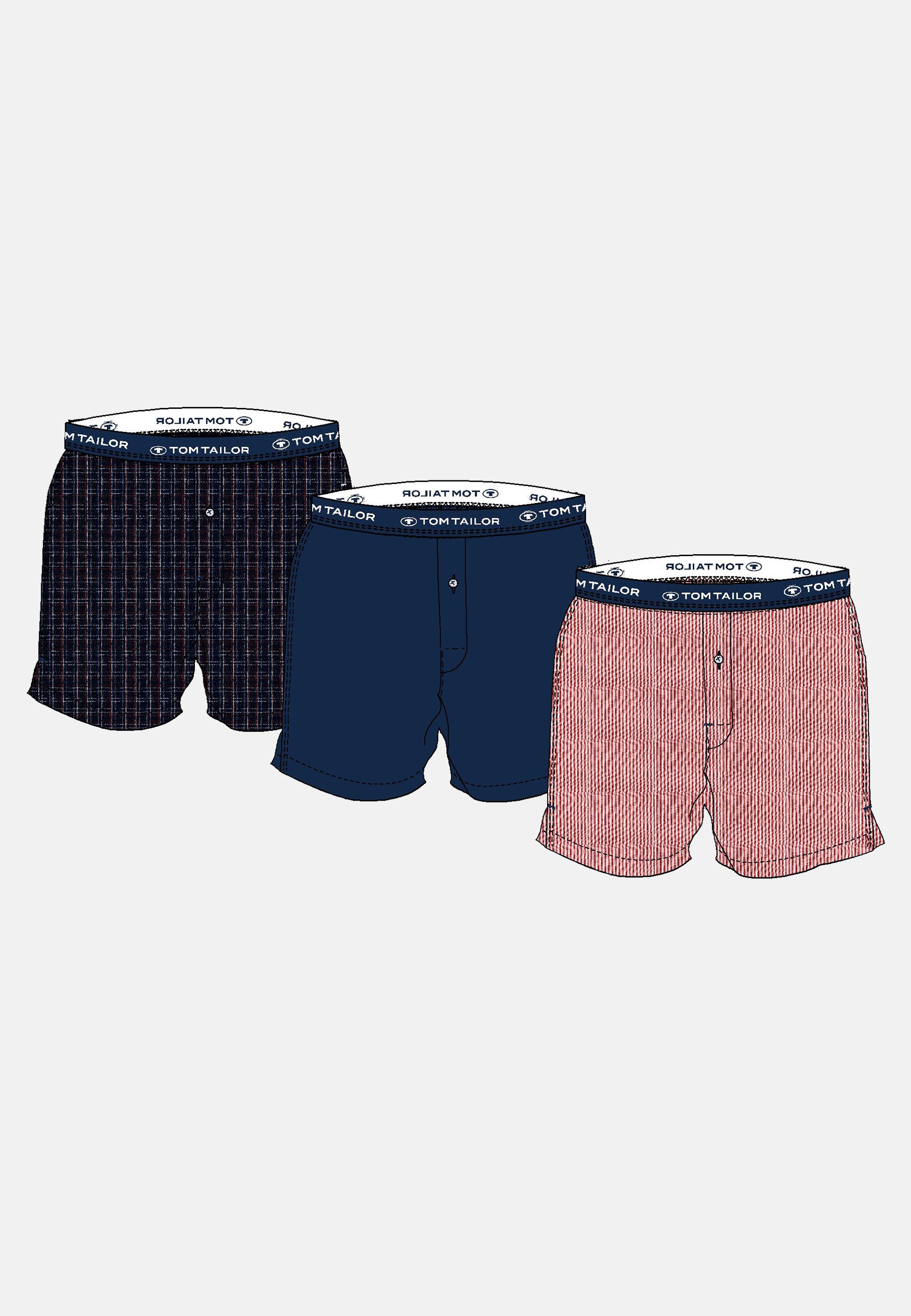TOM TAILOR Boxershorts TOM TAILOR Herren Boxershort rot bedruckt 3er Pack ( günstig online kaufen