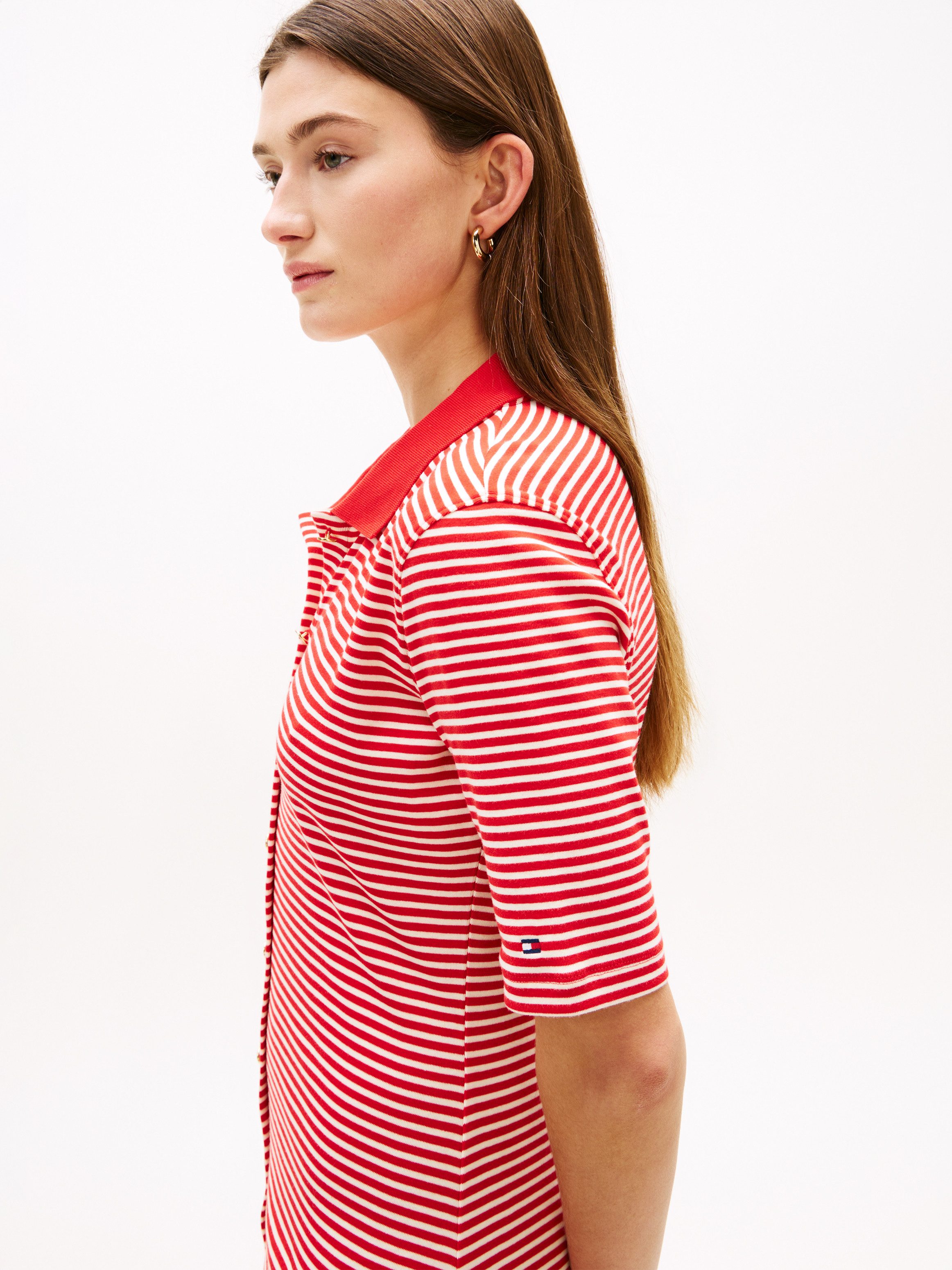 Tommy Hilfiger Polokleid GOLD BUTTON F&F MIDI DRESS mit Logo-Stickerei