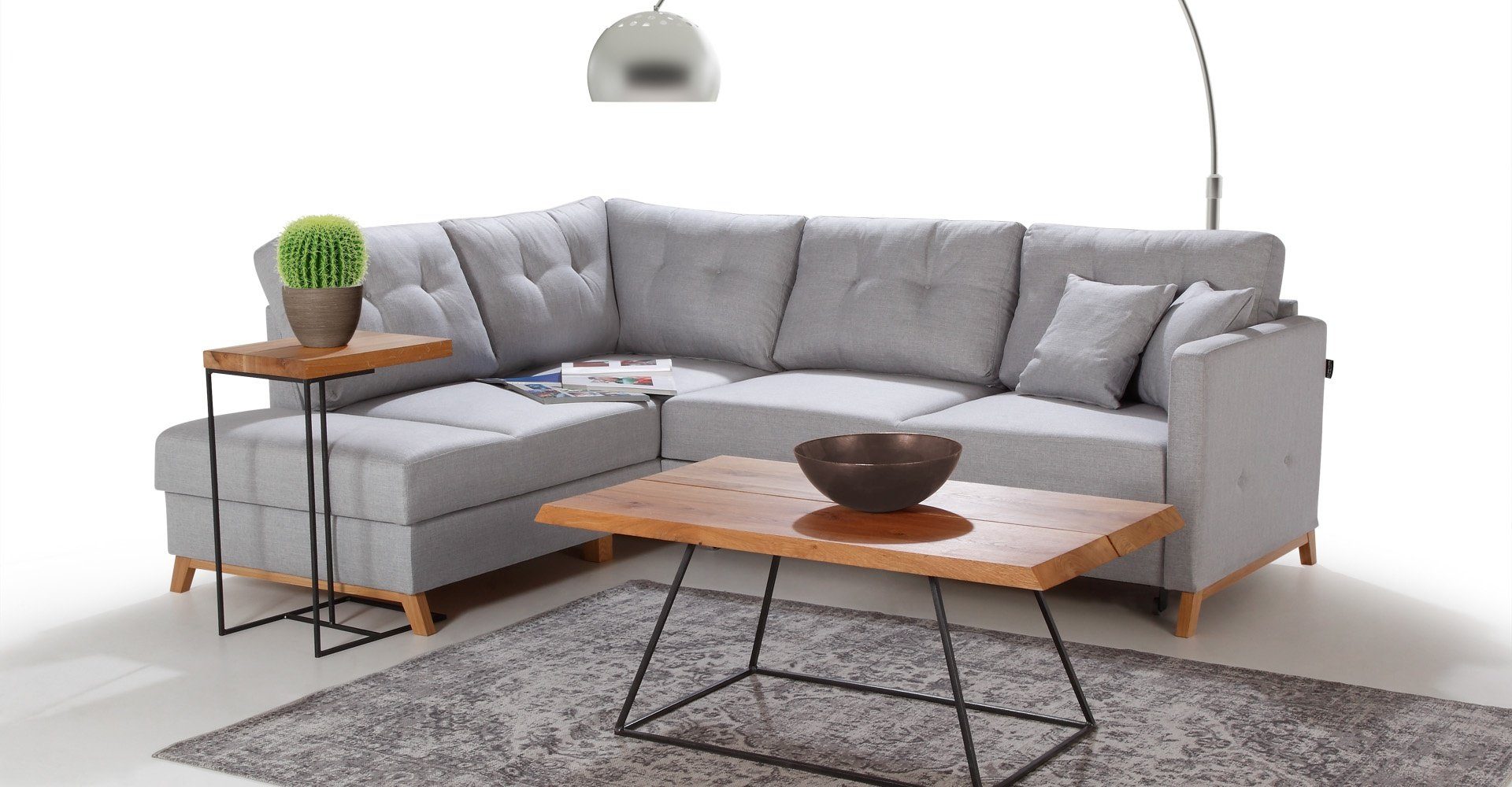 JVmoebel Textil, L-Form Ecksofa Made Couch Ecksofa Europe Bettfunktion Polster Stoff in Design