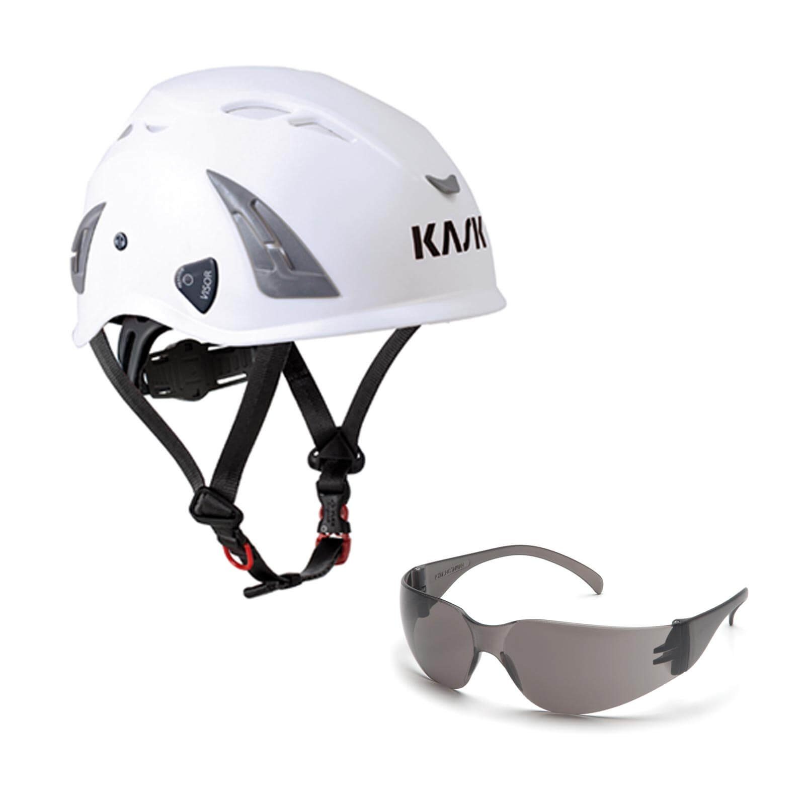 Schutzbrille Kask klar AQ weiß Industriekletterhelm Schutzhelm + Bergsteigerhelm, Plasma