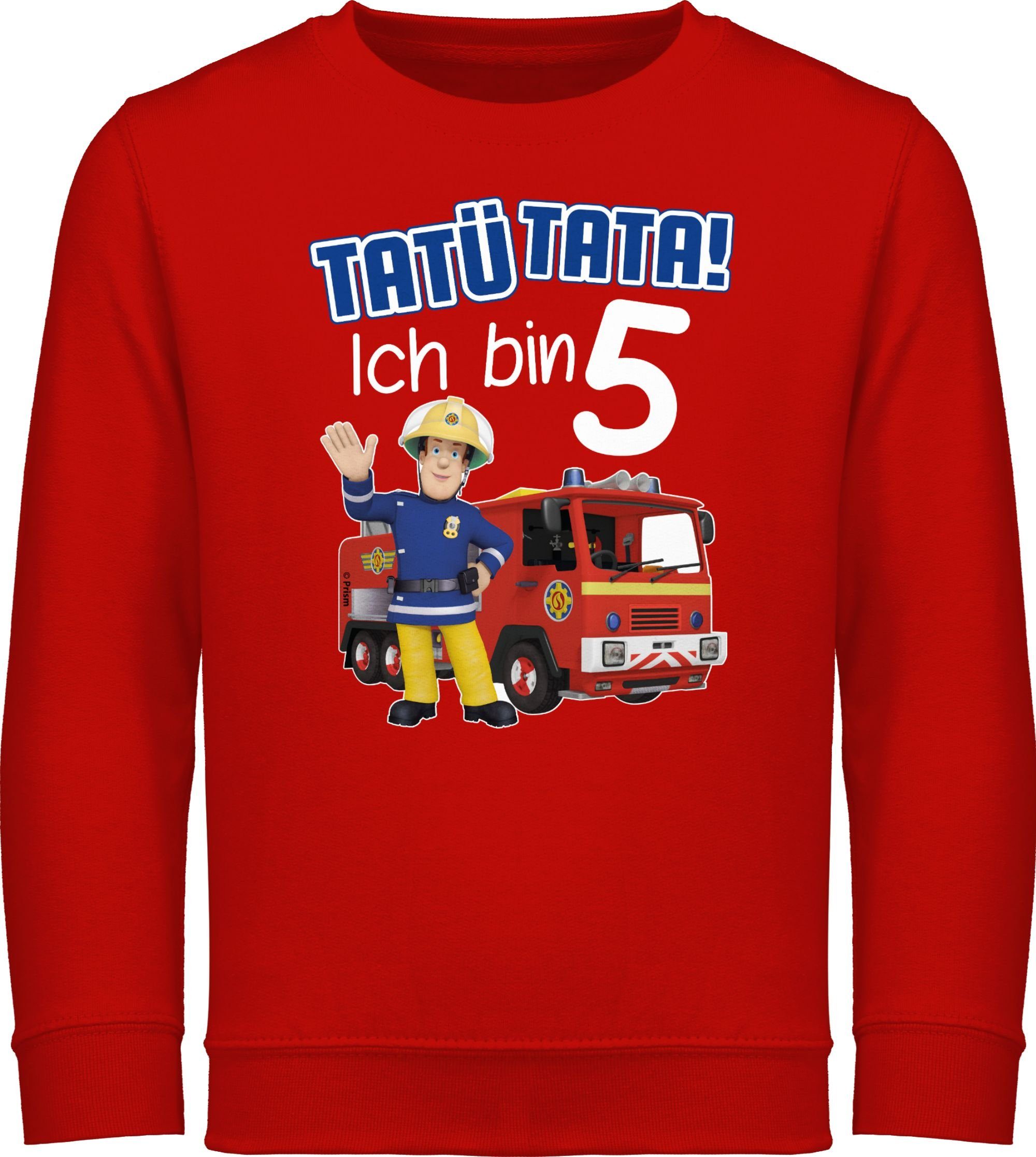 Shirtracer Sweatshirt Tatü Tata! Ich bin 5 - blau Feuerwehrmann Sam Mädchen 3 Rot | Sweatshirts