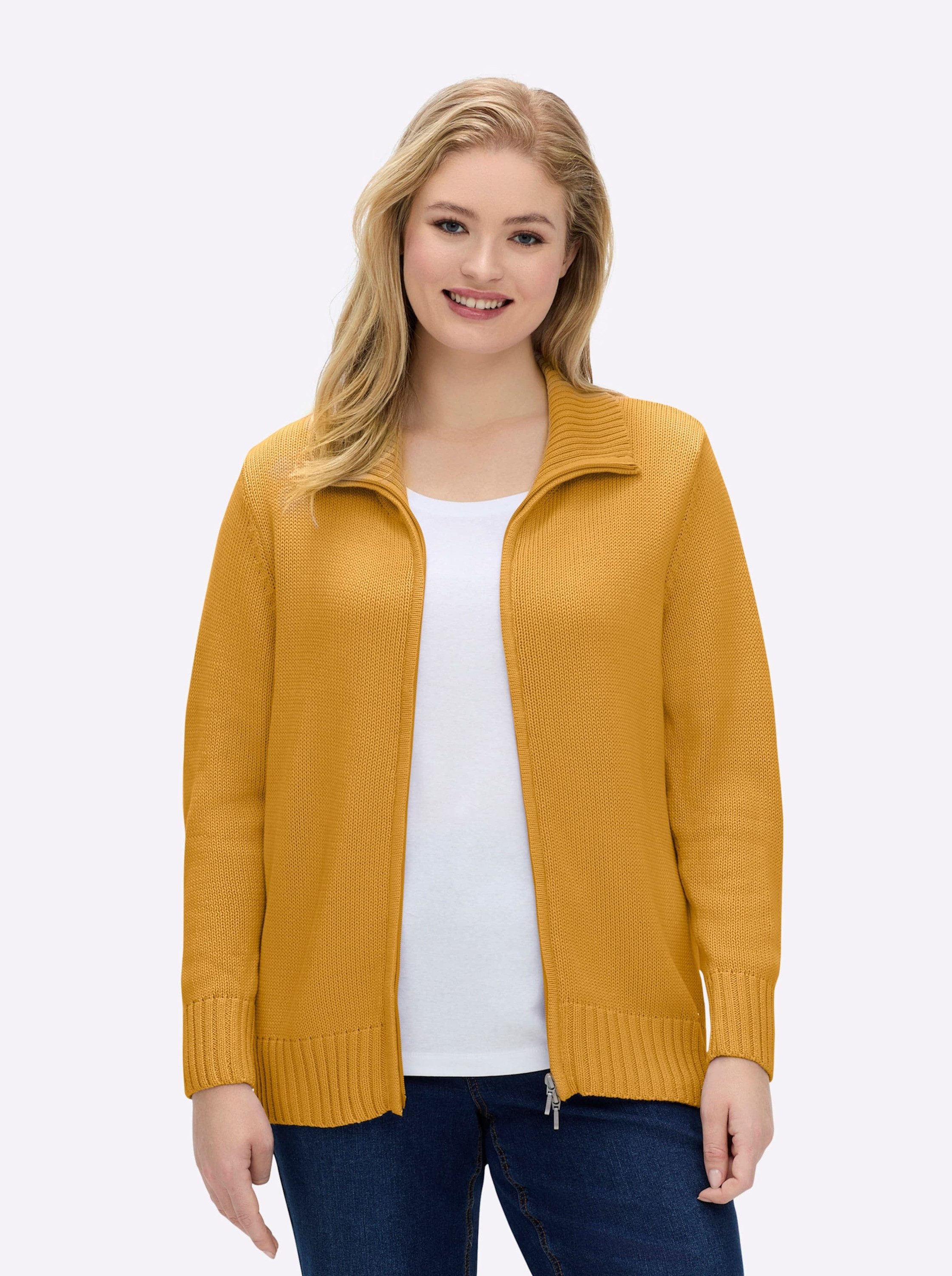 Witt Strickjacke Strickjacke Langarm Materialmix