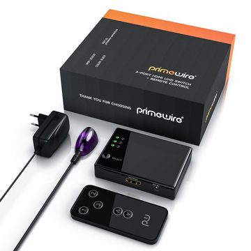 Primewire Audio / Video Matrix-Switch, 3-Port UHD HDMI Switch / Verteiler mit Fernbedienung, 4K, 3D, CEC, ARC