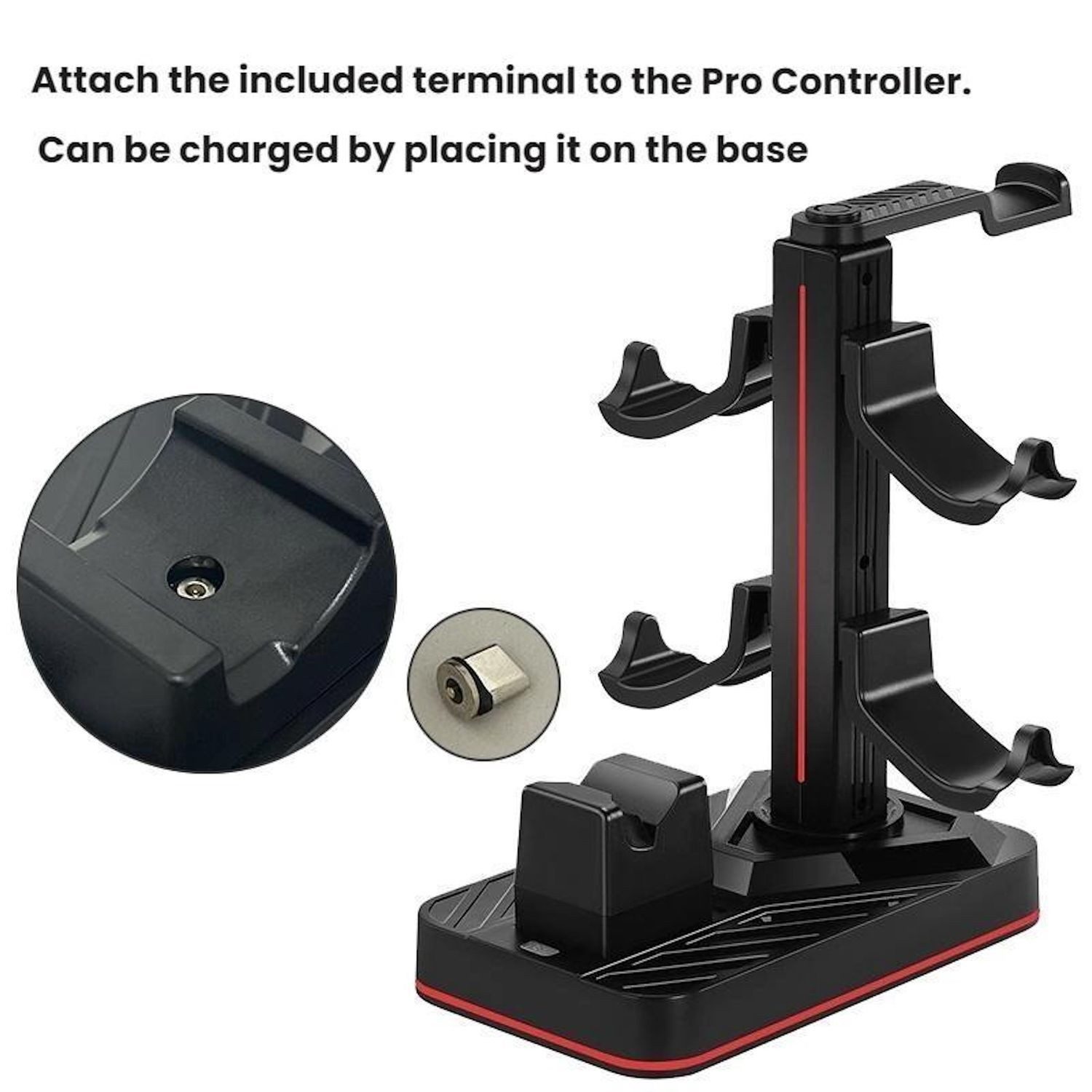 Wigento Handyhülle Für Nintendo Switch 2 Pro Controller Ladestation mit Headset-Halter, Schnellladefunktion, Stabil, Platzsparend, Multifunktional