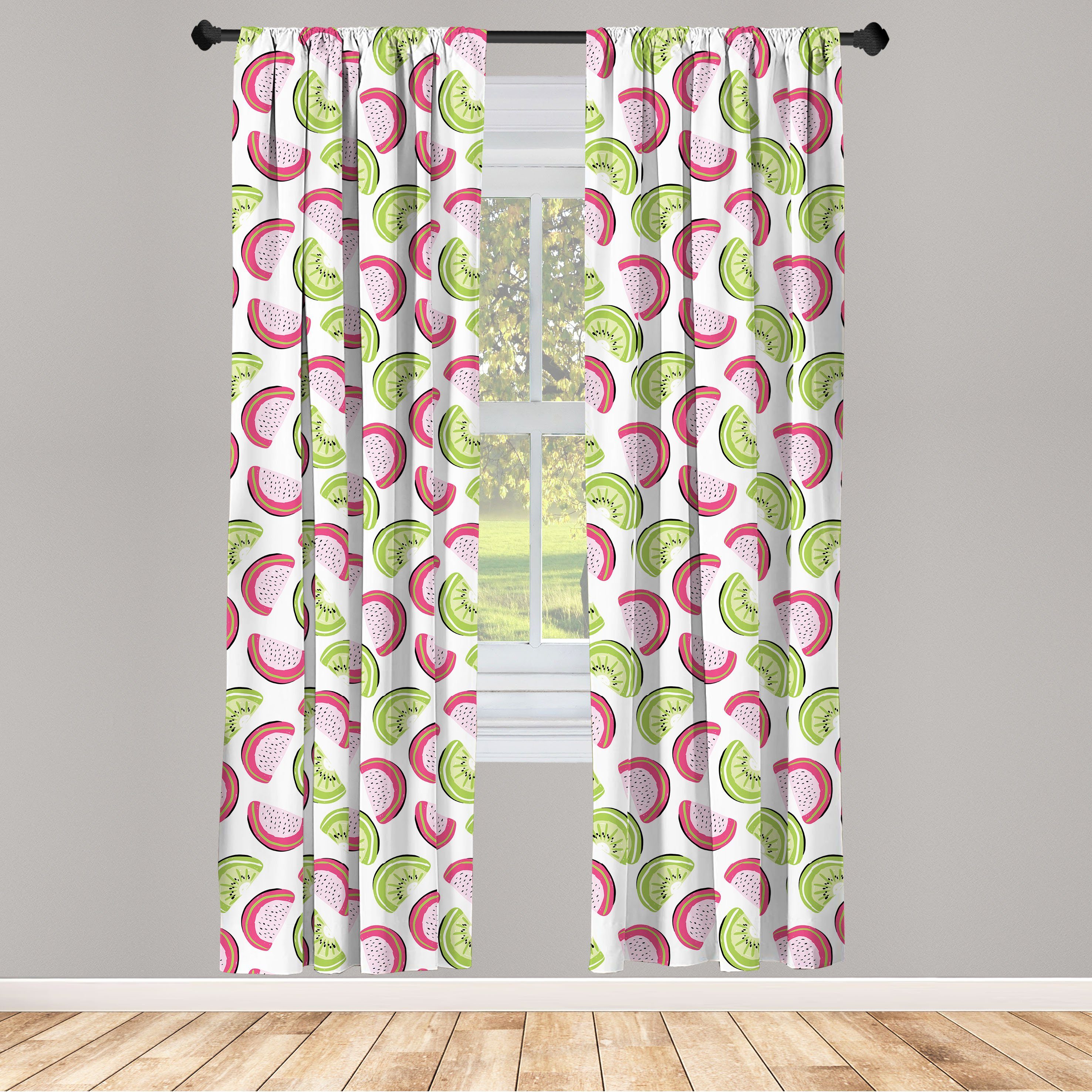 Gardine Vorhang für Wohnzimmer Schlafzimmer Dekor, Abakuhaus, Microfaser, Melone Zusammenfassung Kiwi und Wassermelone