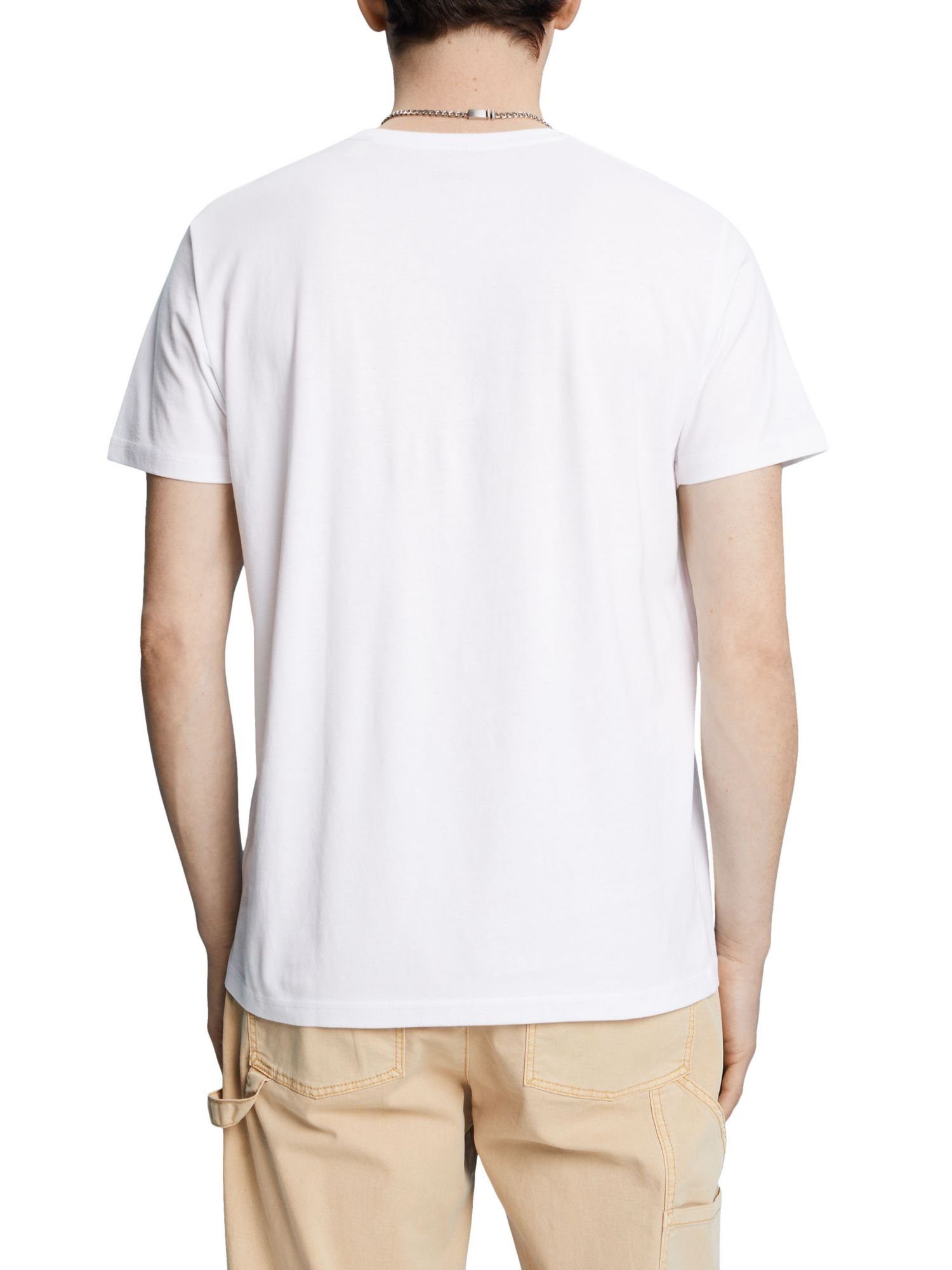 edc by Esprit Baumwolle WHITE 100 % T-Shirt (1-tlg) Rundhals-T-Shirt