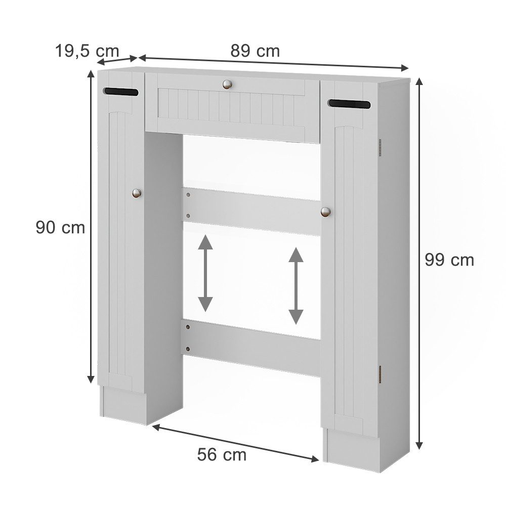 Vicco Badregal Bianco, Weiß, 89 x 99 cm mit 2 Toilettenpapierspendern, 1-tlg.