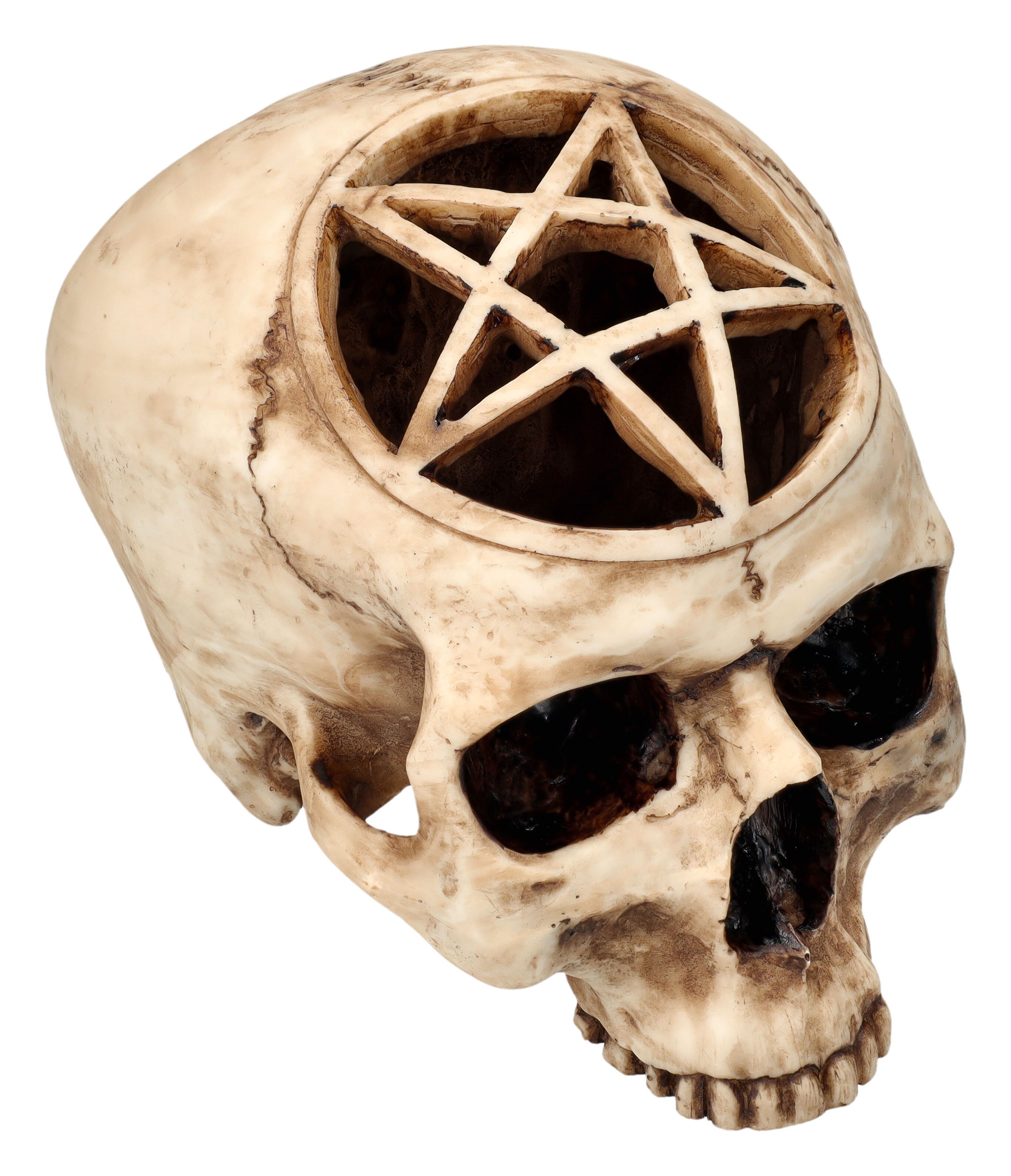 Dekoobjekt Totenkopf Figur - Ritualschädel mit Pentagramm - Totenschädel Schädel