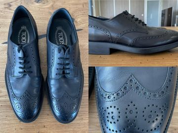 Tod´s TOD'S Black Budapester Oxford Shoes Schuhe Lace Up Derby Brogue Halbsc Sneaker