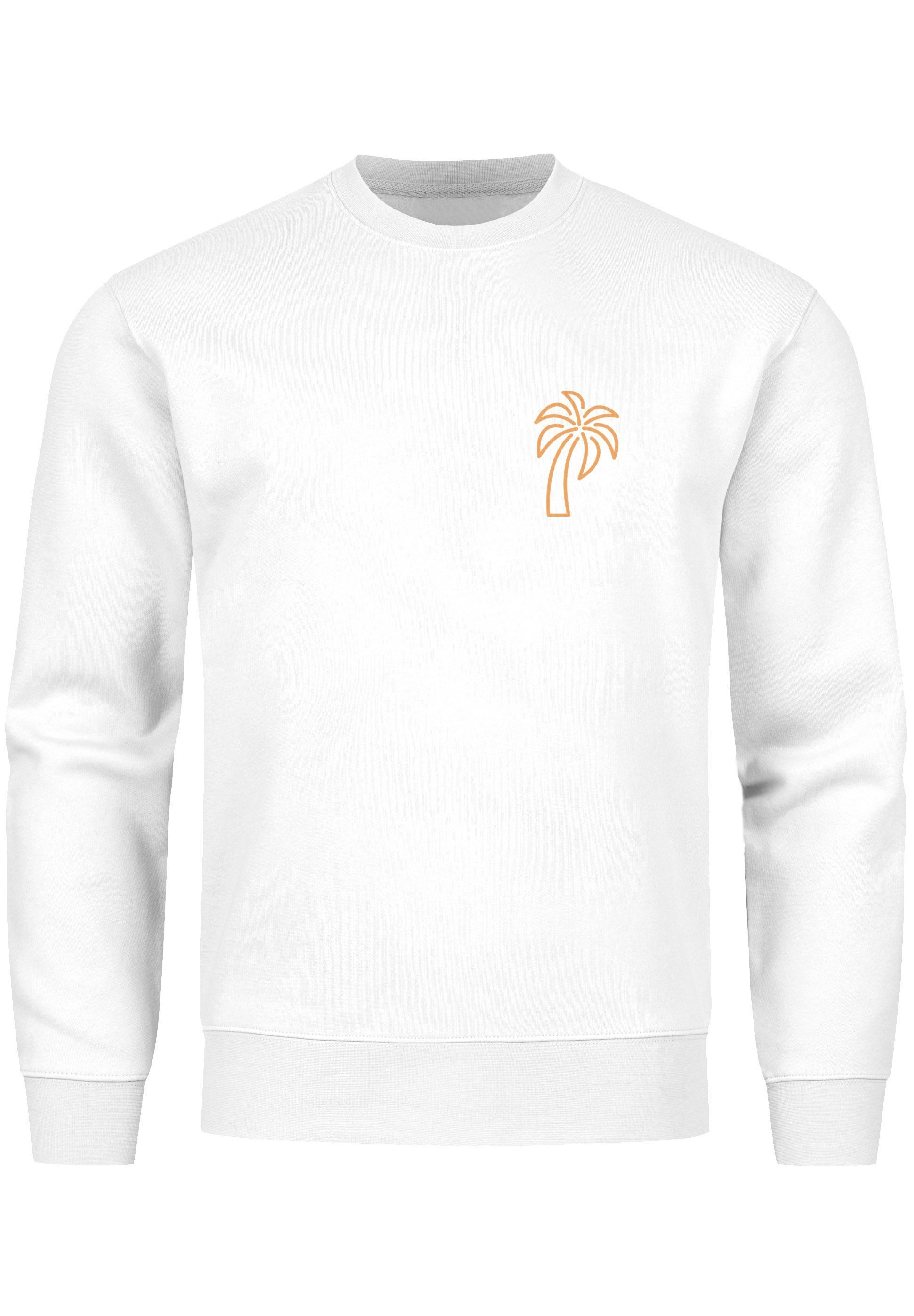 Sweatshirt Sweatshirt Herren Aufdruck Print Palme Line Art Motiv
