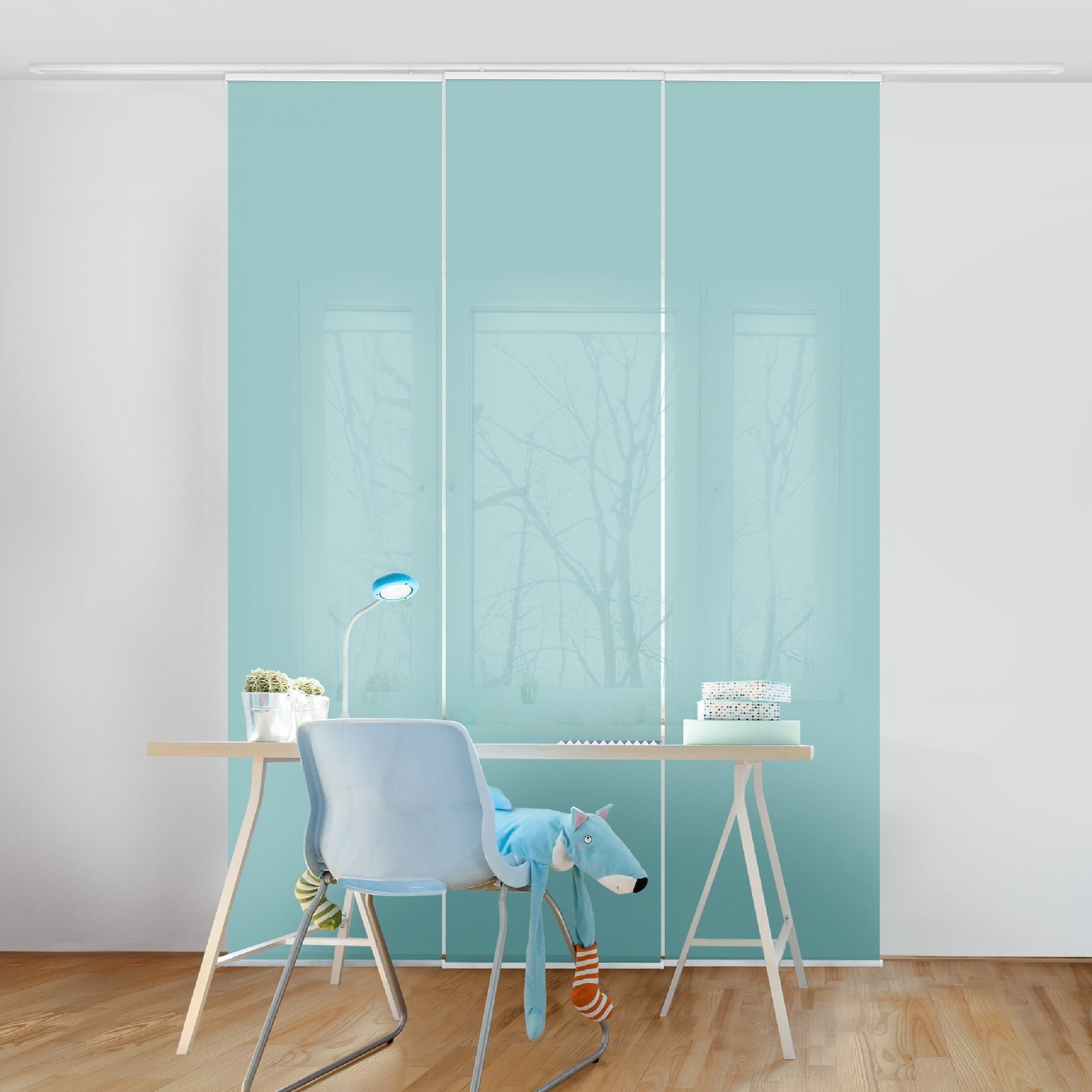 Bilderdepot24 Schiebegardine modern Flächenvorhang blickdicht Pastelltürkis günstig online kaufen