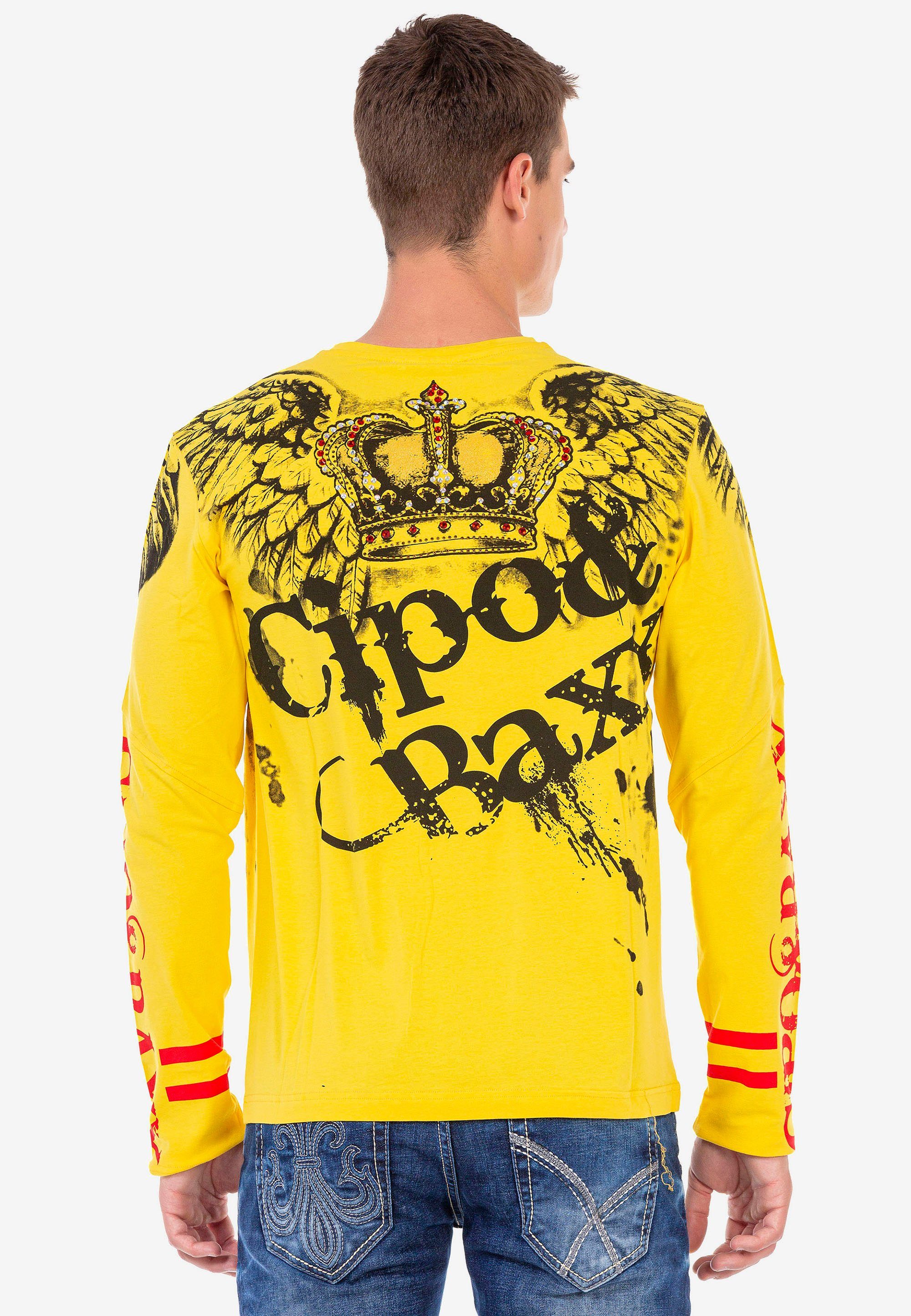 großem gelb Baxx mit Cipo Langarmshirt Print &