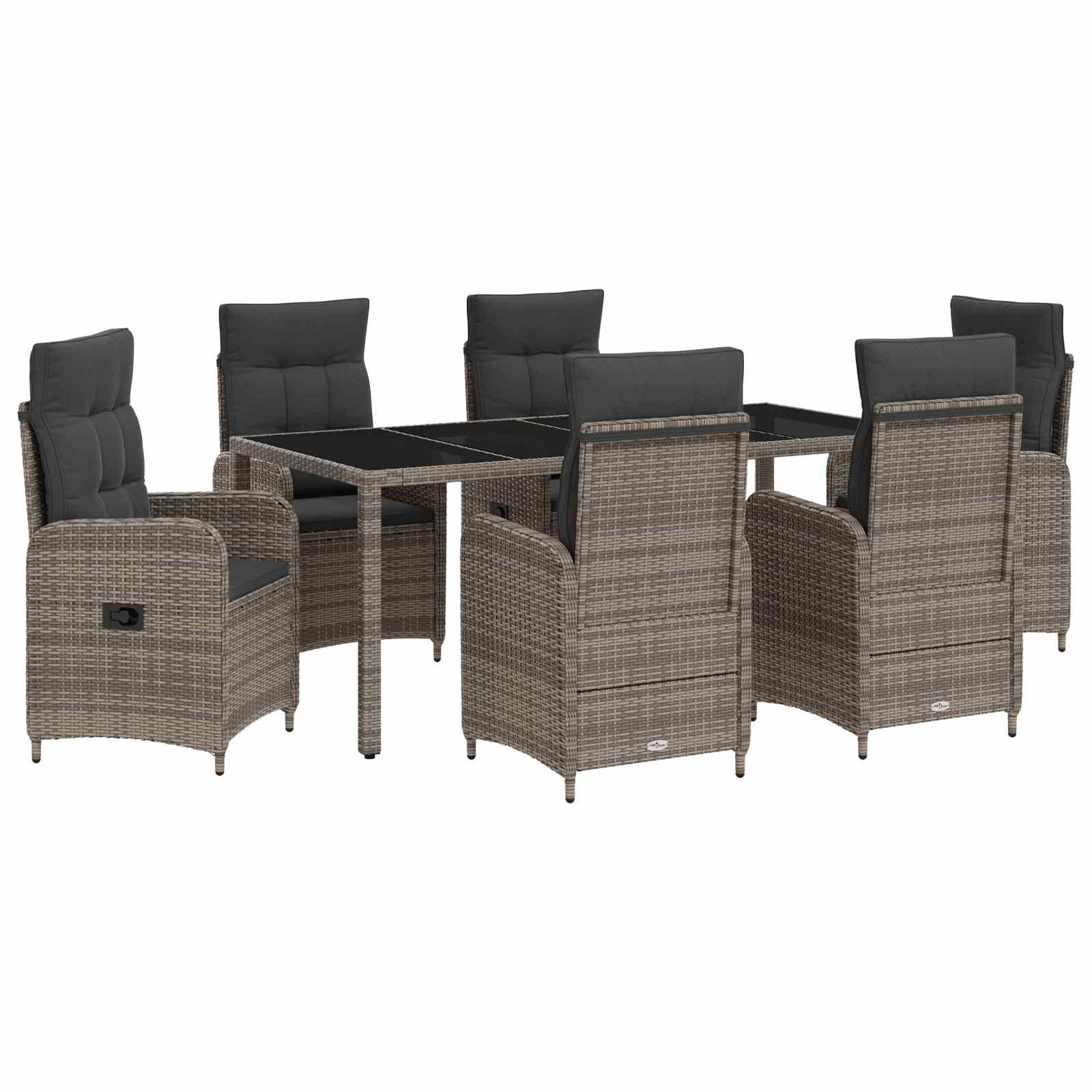 Garten-Essgruppe Outdoortisch-Set 7 stk. Hellgrau und Dunkelgrau Poly-Rattan