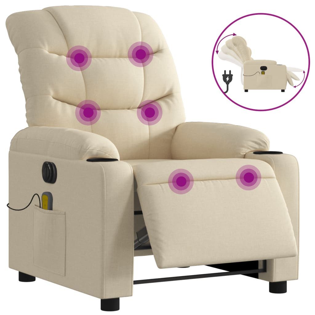 vidaXL Sessel Massagesessel Elektrisch Creme Stoff günstig online kaufen