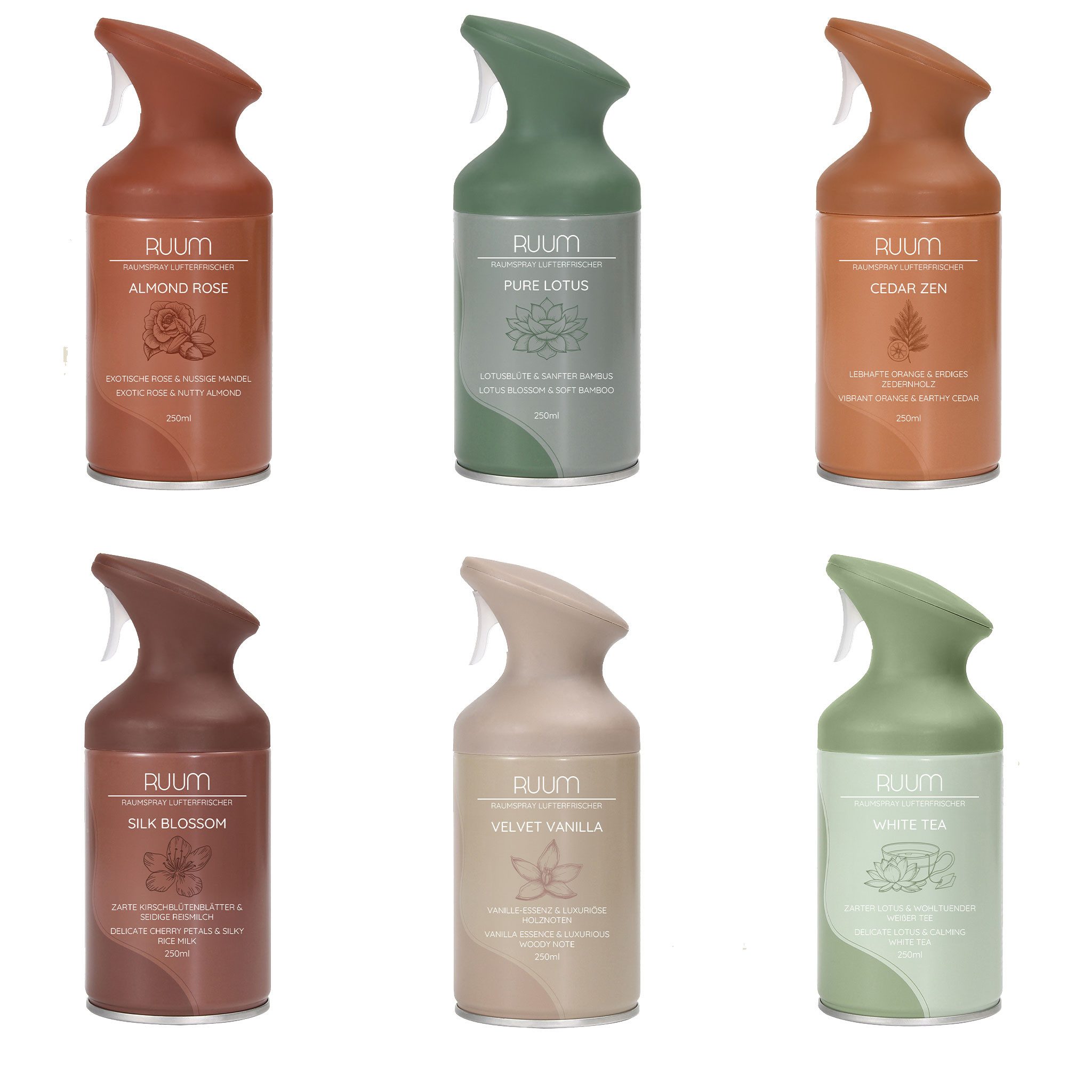 RUUM Raumduft Lufterfrischer (6-St., Raumsprays), Manuelle Anwendung – gezielte Frische auf Knopfdruck