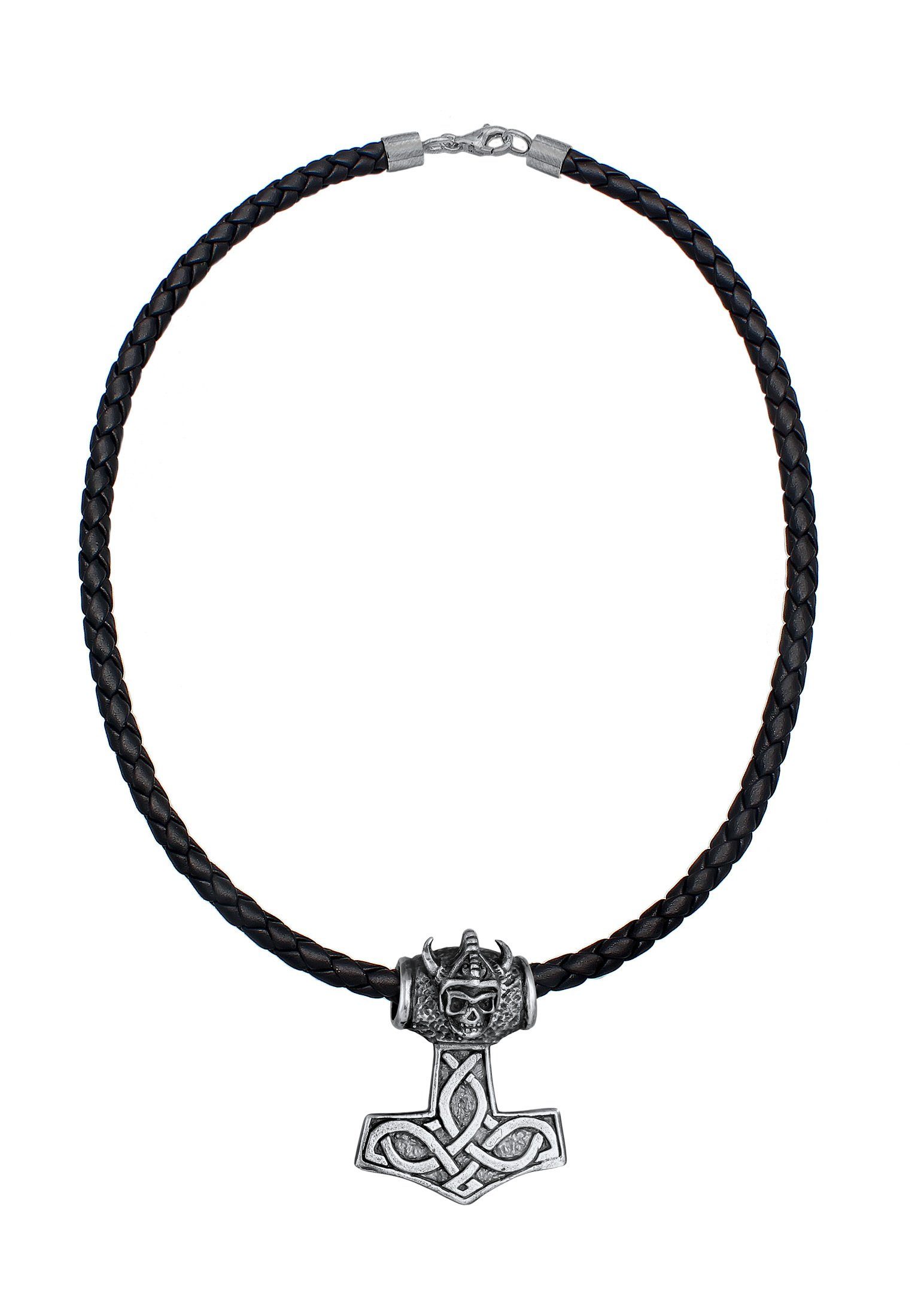 Hammer Knoten Anhänger 925 Kette Kuzzoi Silber mit Keltischer Lederkette