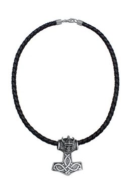 Kuzzoi Kette mit Anhänger Lederkette Hammer Keltischer Knoten 925 Silber, Hammer