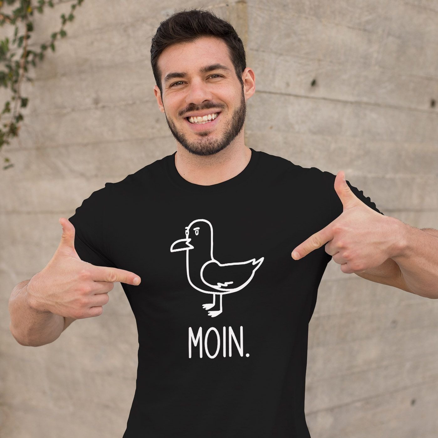 MoonWorks Print-Shirt Herren T-Shirt Frontprint Moin Möwe Geschenk für Nordlichter mit Print