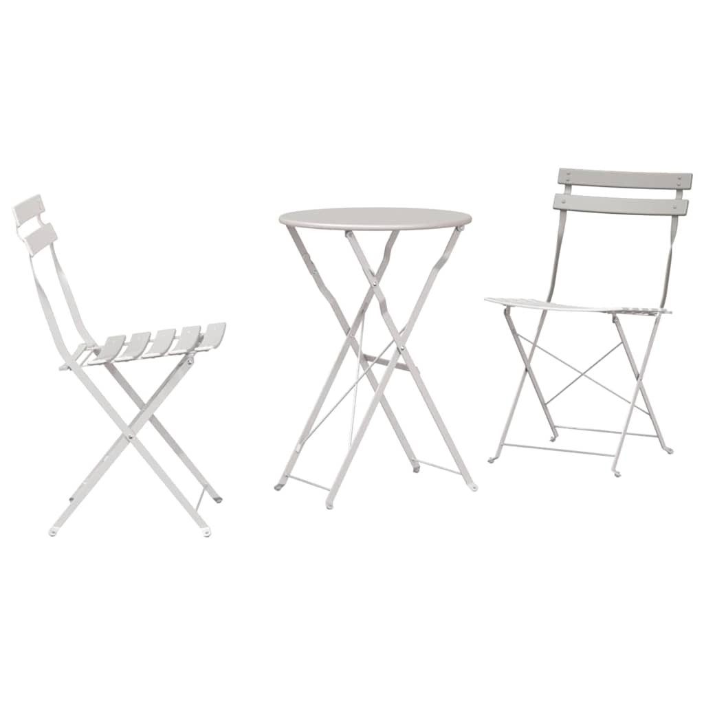 Gartenlounge-Set Klapp Bistro Set 3 stk. Beige Stahl