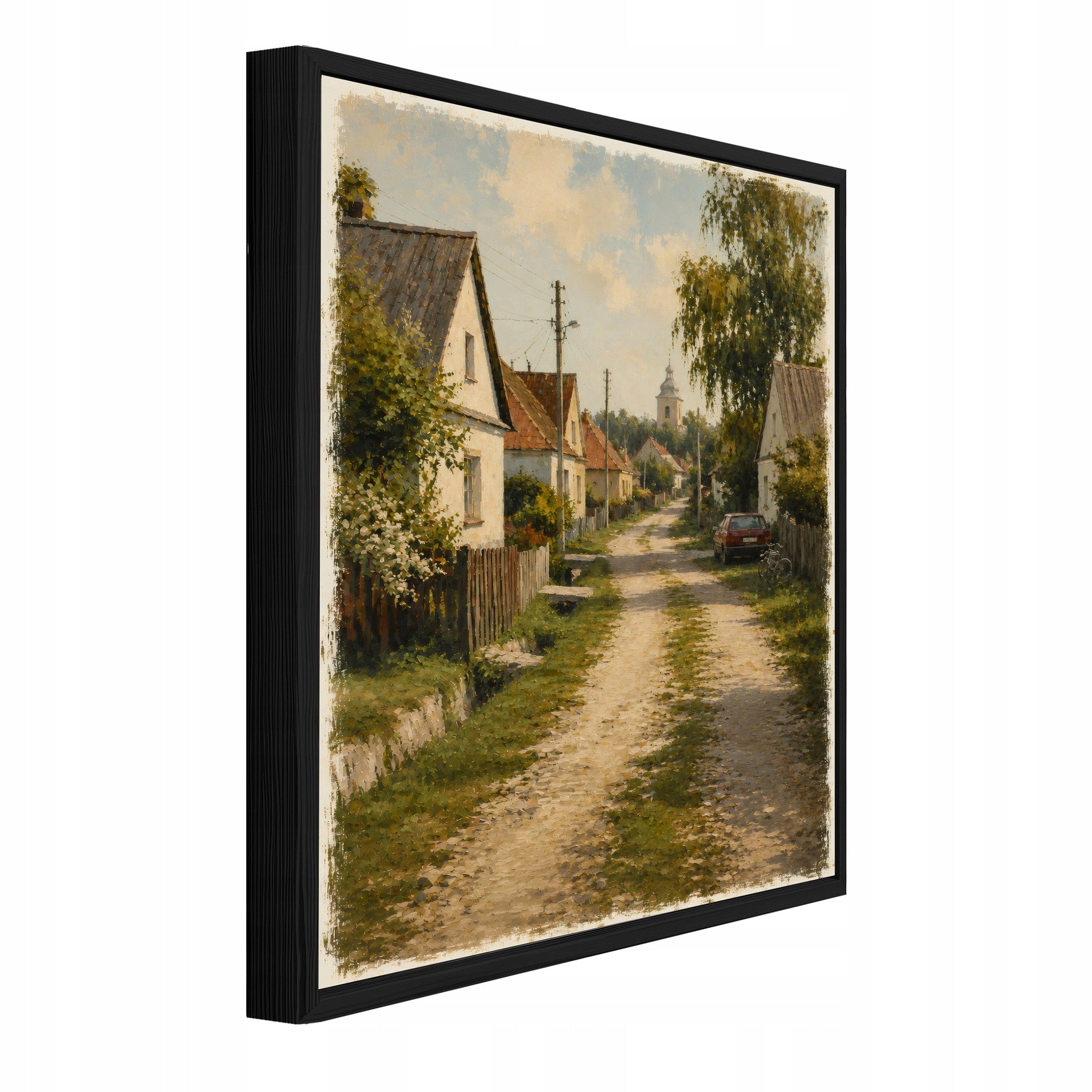 Wallarena Leinwandbild Ländliches Dorf Landschaft Beige Bilder Wohnzimmer Wandbild, Dorf (Leinwandbild, 1 St), Leinwand Bilder mit Rahmen Wohnzimmer Schlafzimmer Wandbild 30x40 cm