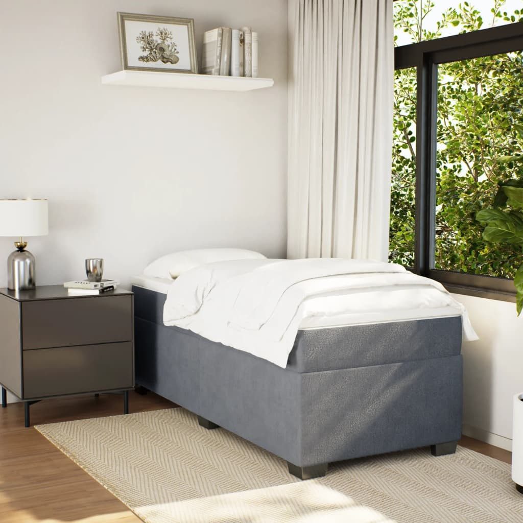 vidaXL Bett Boxspringbett mit Matratze Dunkelgrau günstig online kaufen