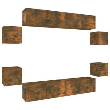 vidaXL TV-Schrank 8-tlg. TV-Schrank-Set Räuchereiche Holzwerkstoff (8-St)