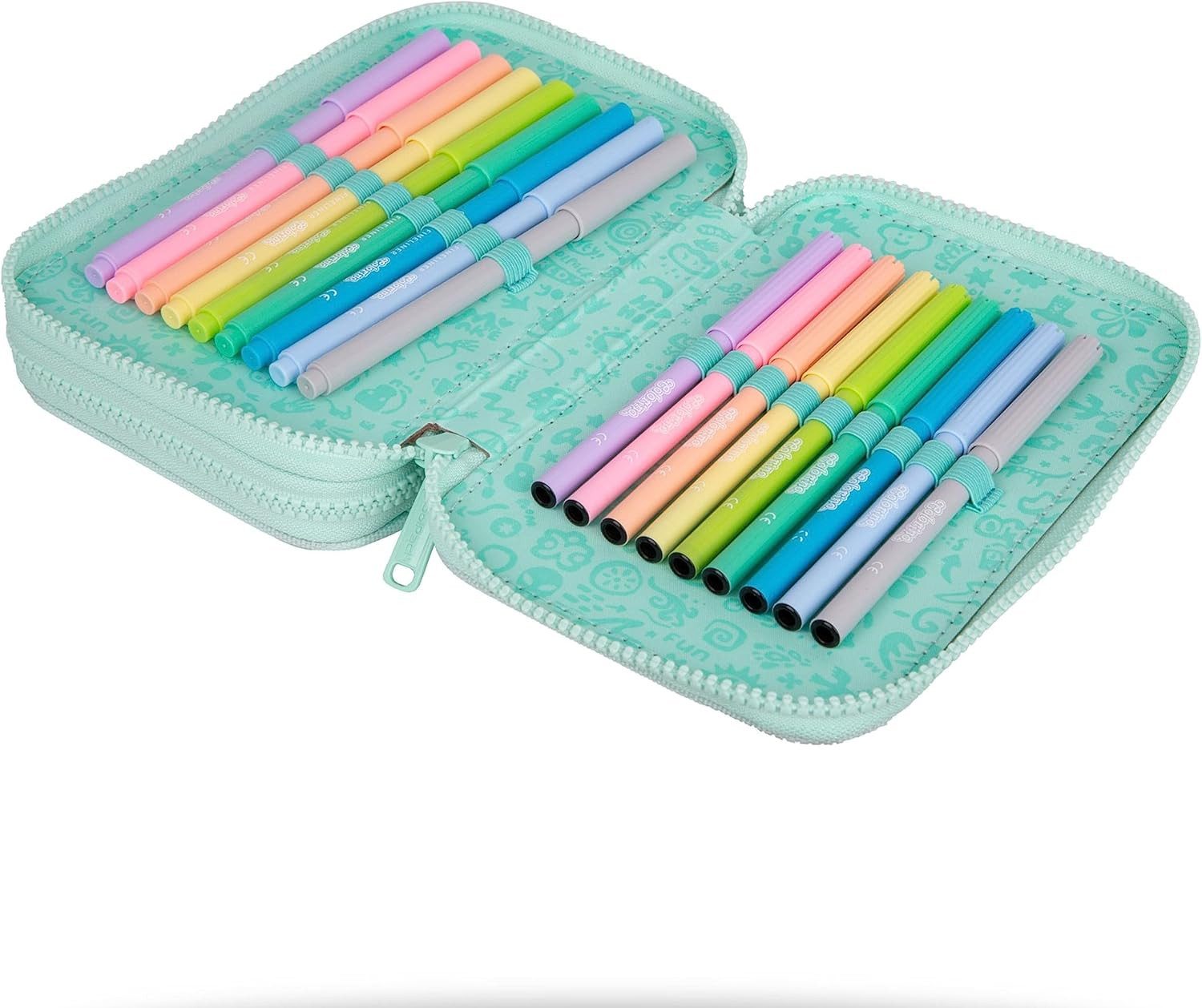 GOLDKIDS Federmäppchen COOLPACK 2-fache Federtasche Federmappe, (34-teilig Schüleretui Stifte und Pinsel, inkl. Aufgabenheft Federbox Etui), Stiftetasche Schlamper-Etui Schul-Etui