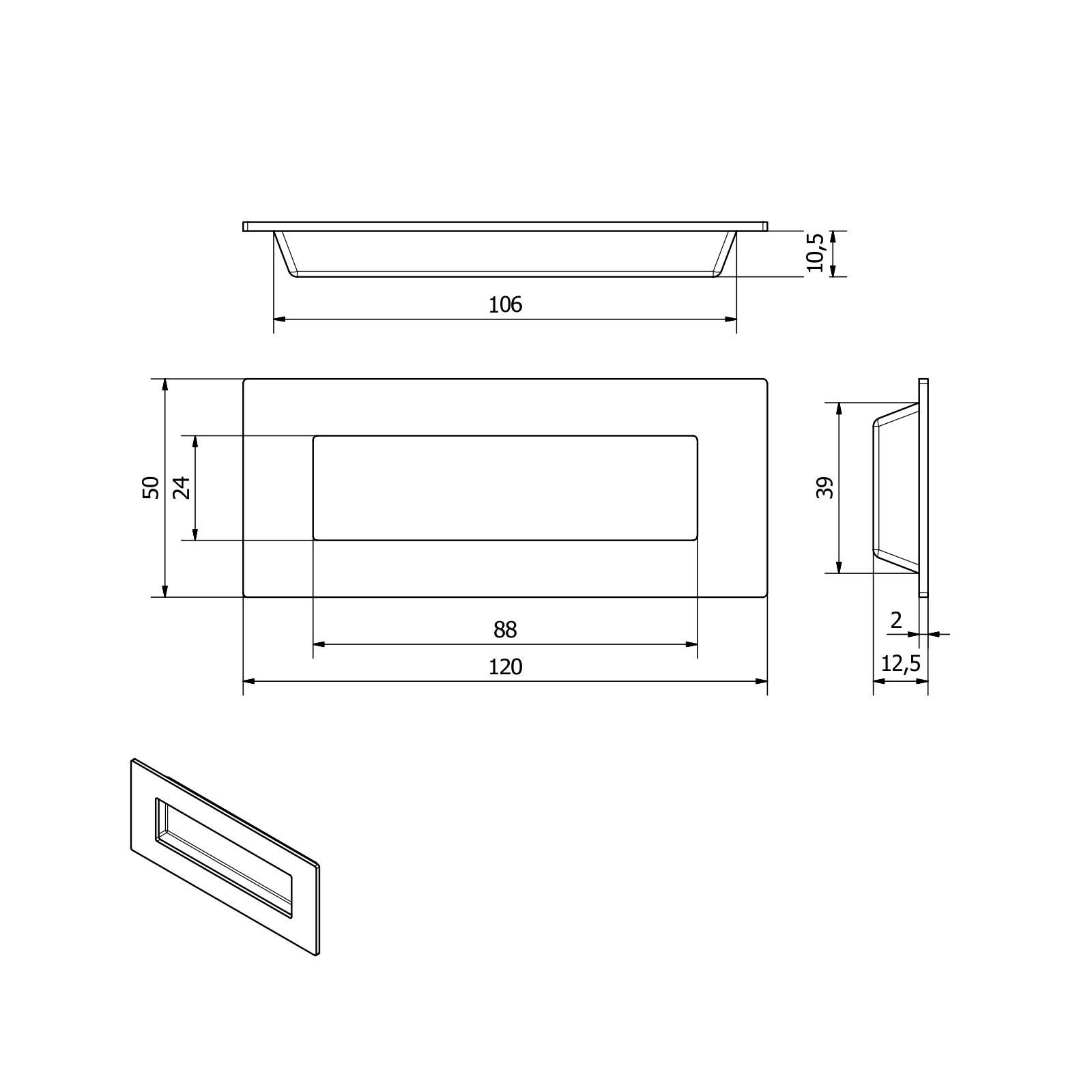 SO-TECH® Möbelgriff Muschelgriff EL-08 zum Einlassen in die Möbelfront