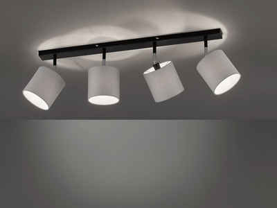 FHL easy! LED Deckenstrahler, Design Deckenlicht lang mit Stoff-Lampenschirm Grau – moderne Deckenbeleuchtung für Wohnzimmer Flur Schlafzimmer Esszimmer & Innen-Räume