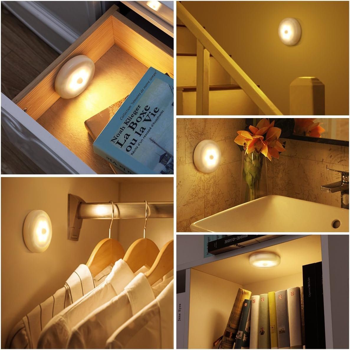 Jormftte LED Nachtlicht Nachtlicht Küche,Schlafzimme Warmweiß3 Bewegungsmelder,Selbstklebende mit für
