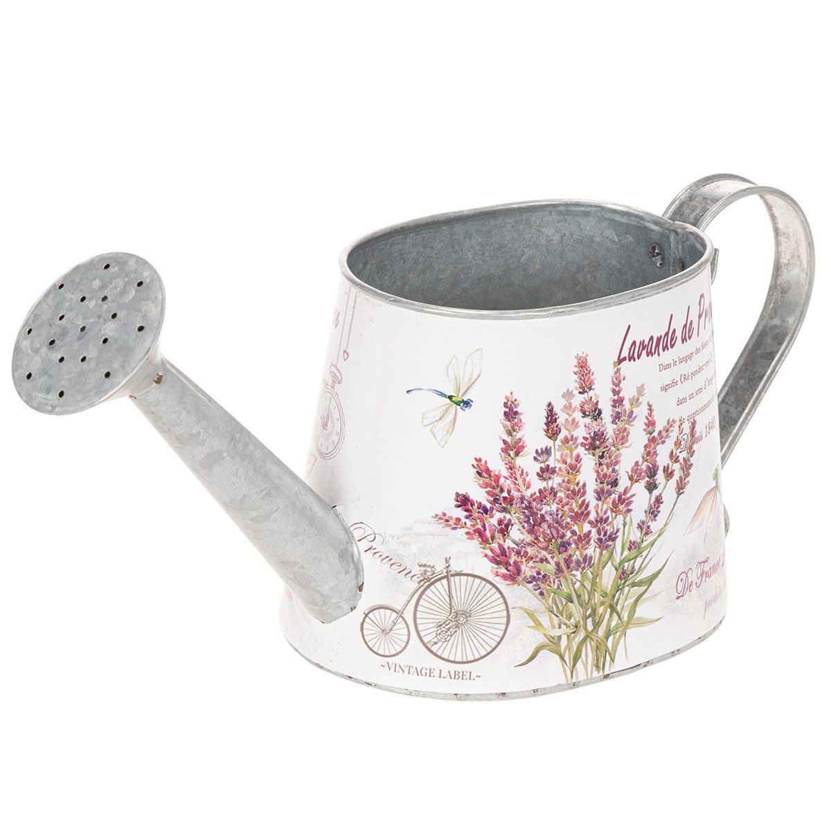 Gießkanne Dekorative Gießkanne mit Lavendelmotiv aus Metall für Vintage-