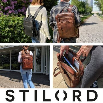 STILORD Notebookrucksack "Valera" Leder Business Rucksack viele Fächer