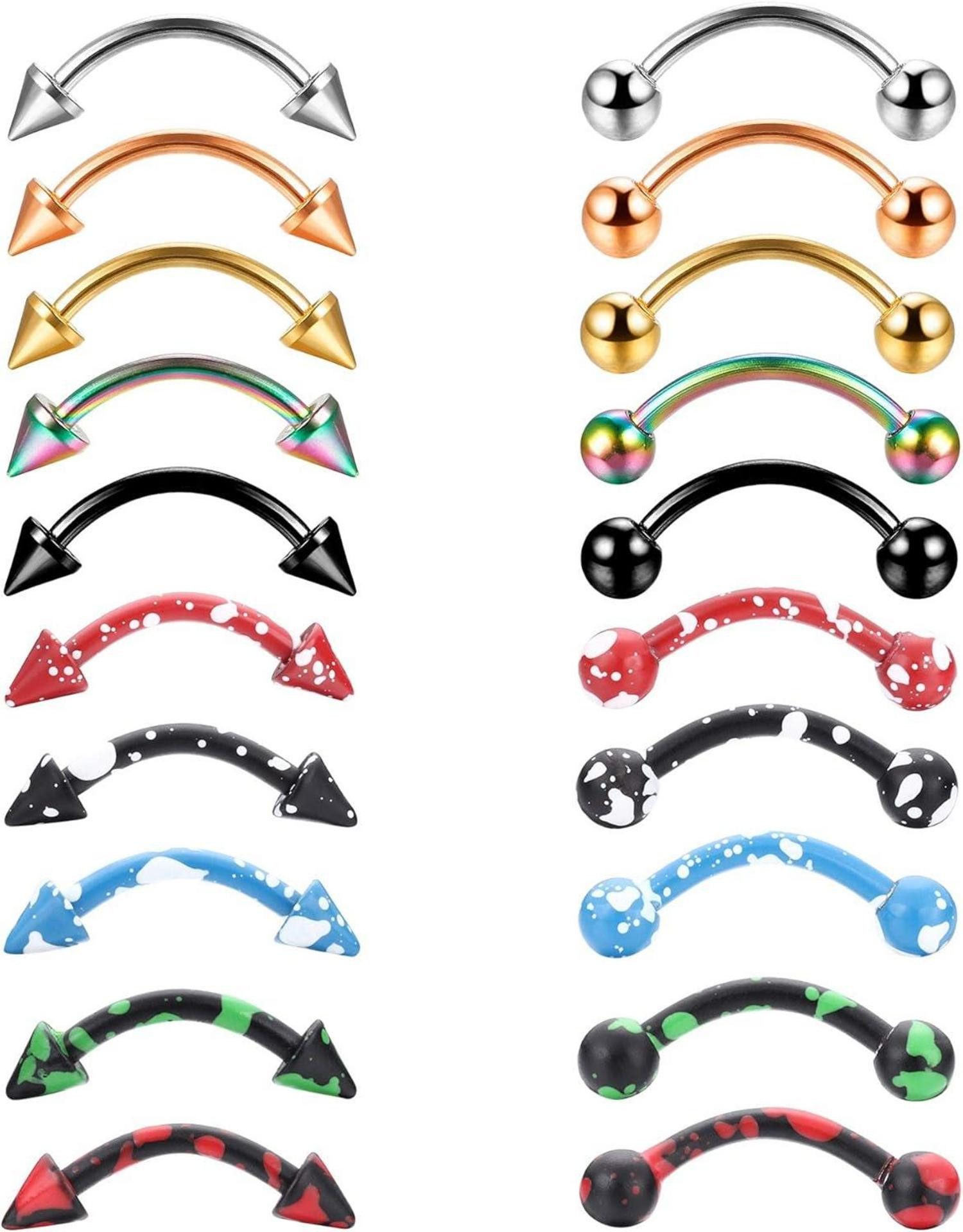 Finrezio Пирсинг брови 16G Edelstahl Augenbrauenringe Tragus Helix Piercing Set 20 Stück