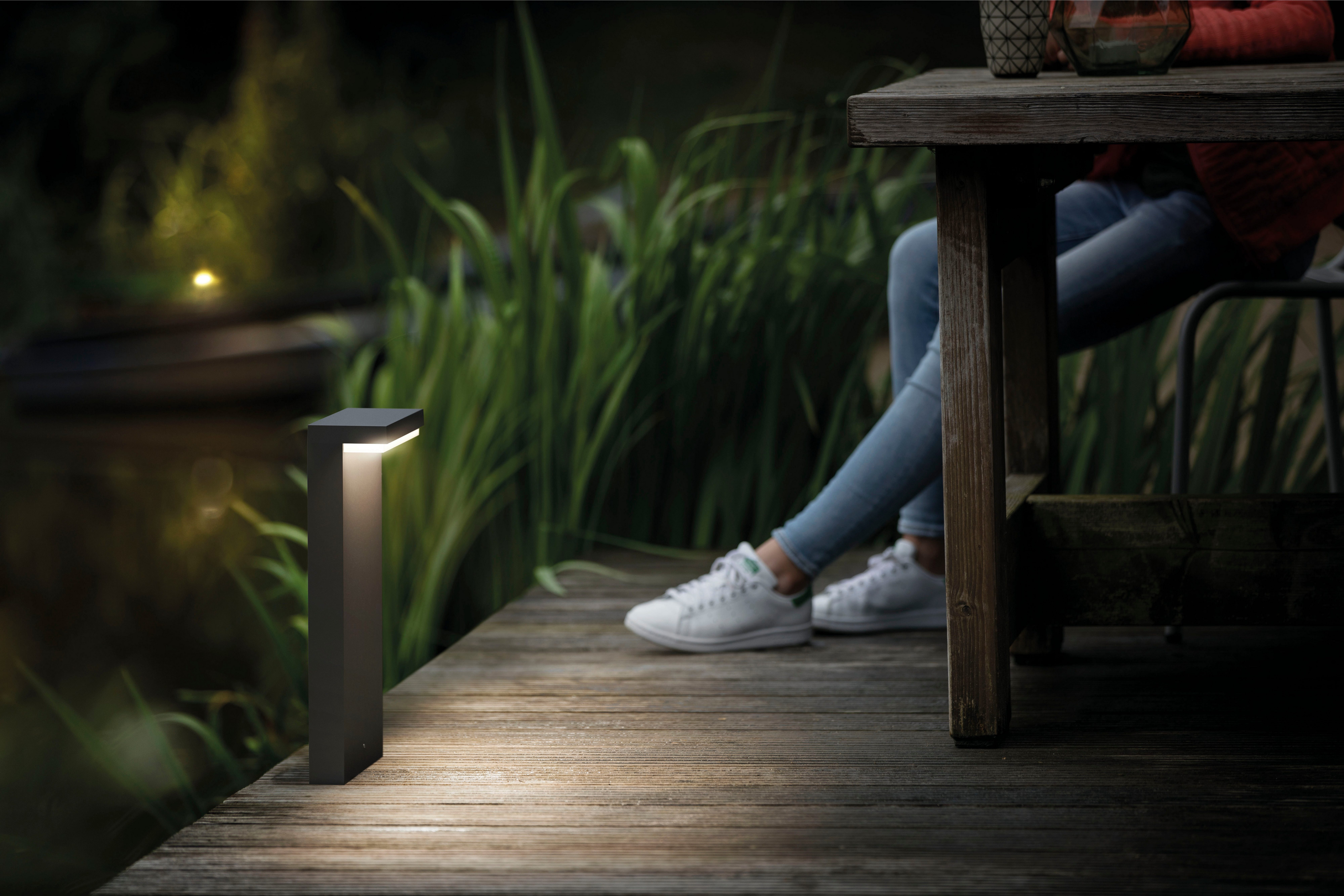 Philips LED Sockelleuchte myGarden Bustan, 1000lm, Anthrazit, LED fest integriert, Warmweiß