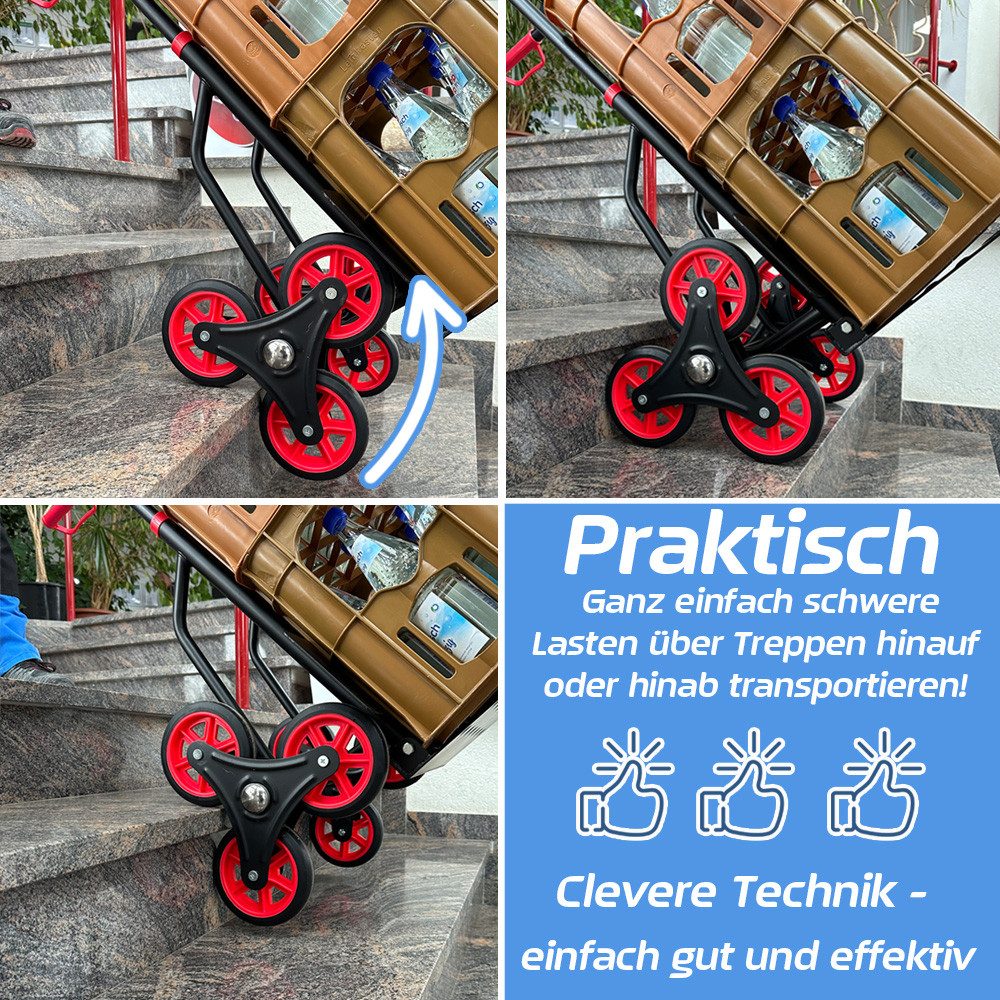 Trucky Stair Climbing Hand Truck, 150 kg, Steel, Foldable, Black