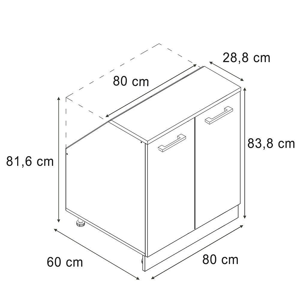 Vicco Kommode Rion, Beton/Goldkraft Eiche, 80 x 81.6 cm mit 2 Türen, Schrankkorp... (1 St)