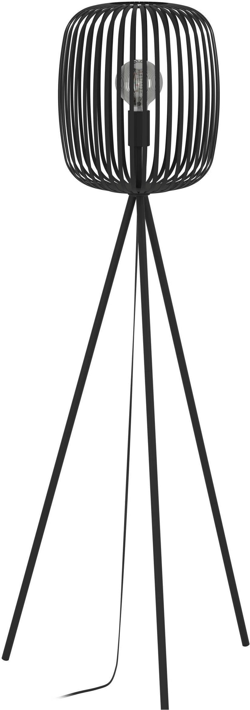 EGLO Stehlampe Stehleuchte ROMAZZINA, exkl. E27, Stahl, Stehlampe, Ein-/Ausschalter, ohne Leuchtmittel, Stativ Standleuchte, Dreibein, 140,5x32,5cm, Wohnzimmerlampe