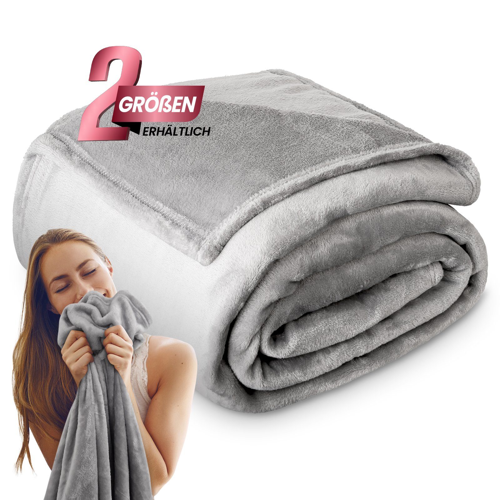 Flanell warme Wohndecke HEIMWERT, Sofadecke, Decke leichte Kuscheldecke Decke flauschig,